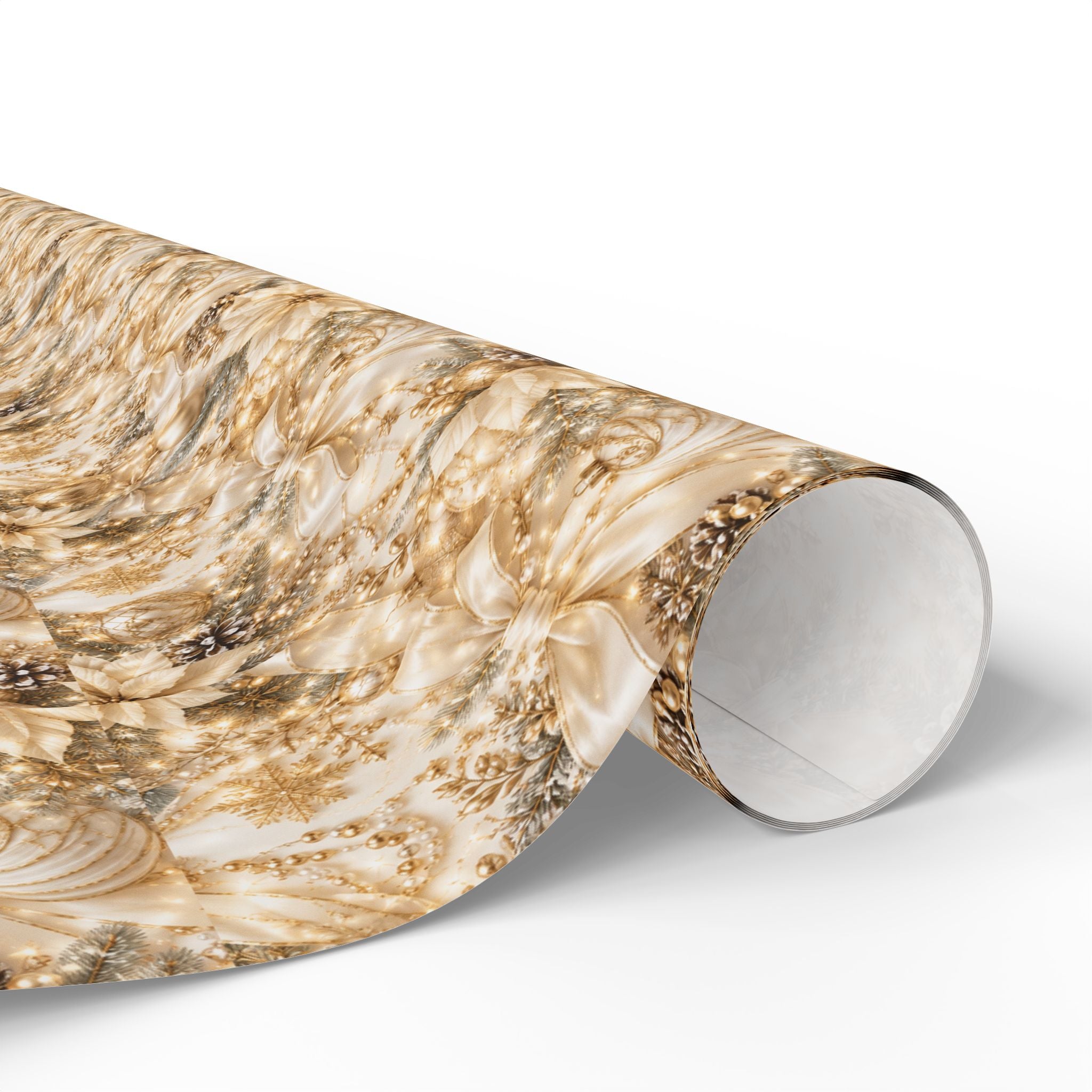 Wrapping Papers - Floral Gold and White Christmas Elegant