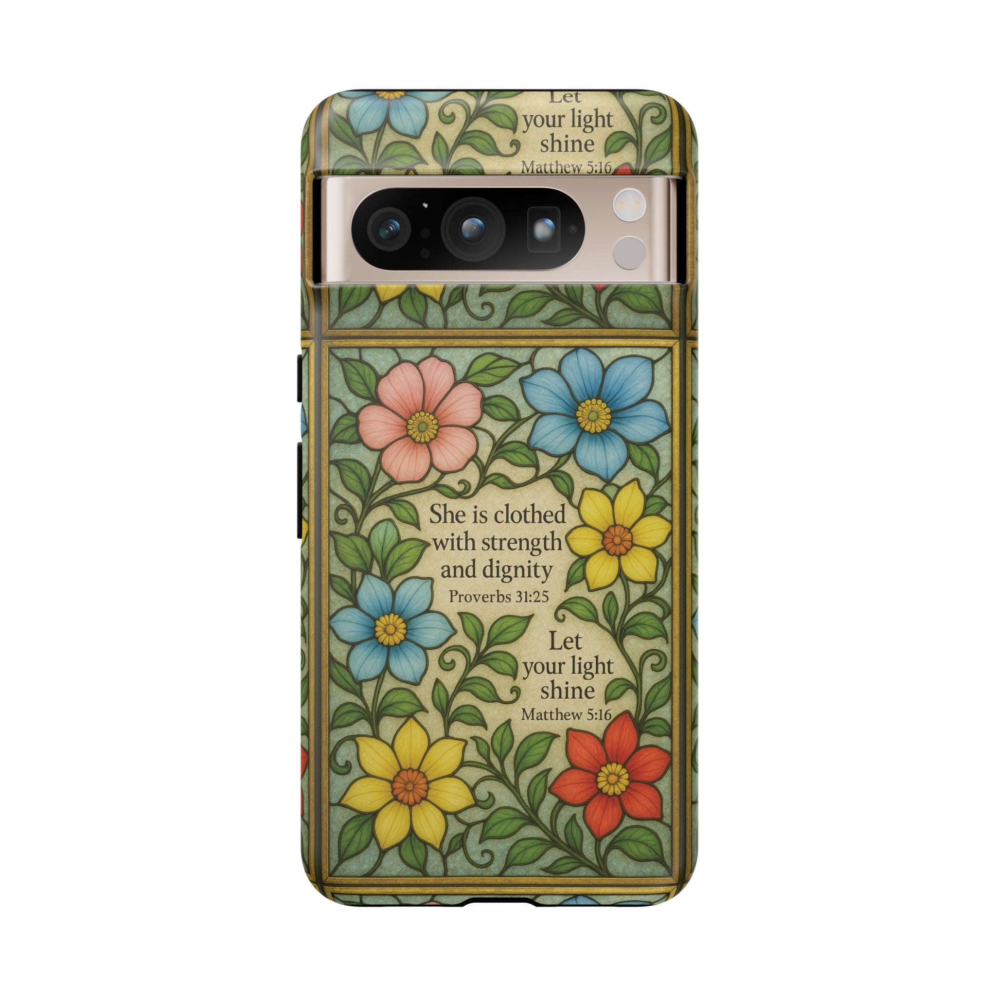 Pastel Floral Stained Glass Bible Verse Phone Case Christian Affirmation, Soft Faith Design, iPhone Samsung Google, Inspirational Gift for HerGift for Christians