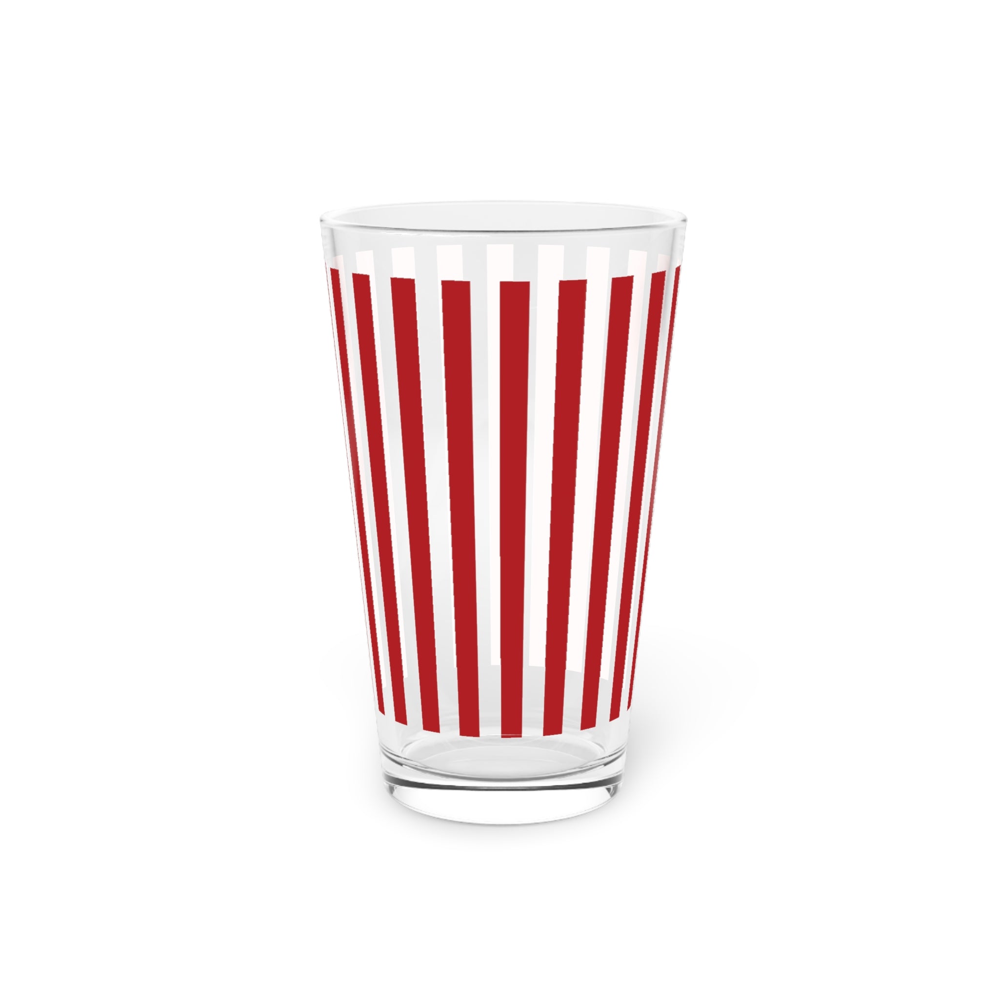 Red Stripes 16oz Pint Glass Stylish Drinkware for Home Bar, Sleek Striped Design, Durable Glass, Perfect Gift for Beer Lovers, Cocktail Enthusiasts, or Everyday Use!Perfect for Parties - MRSBYVALLE