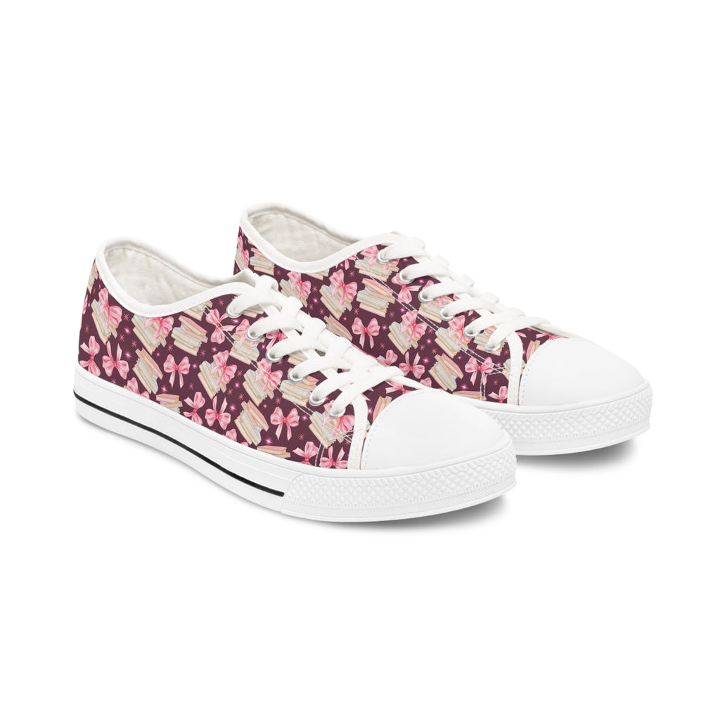 Coquette Pink Bows & Books Sneakers Step Out in Style with Stunning USA Symbol! Perfect for Everyday Wear and Proud Americans. Durable, High-Quality Footwear Everyday Activities - MRSBYVALLE