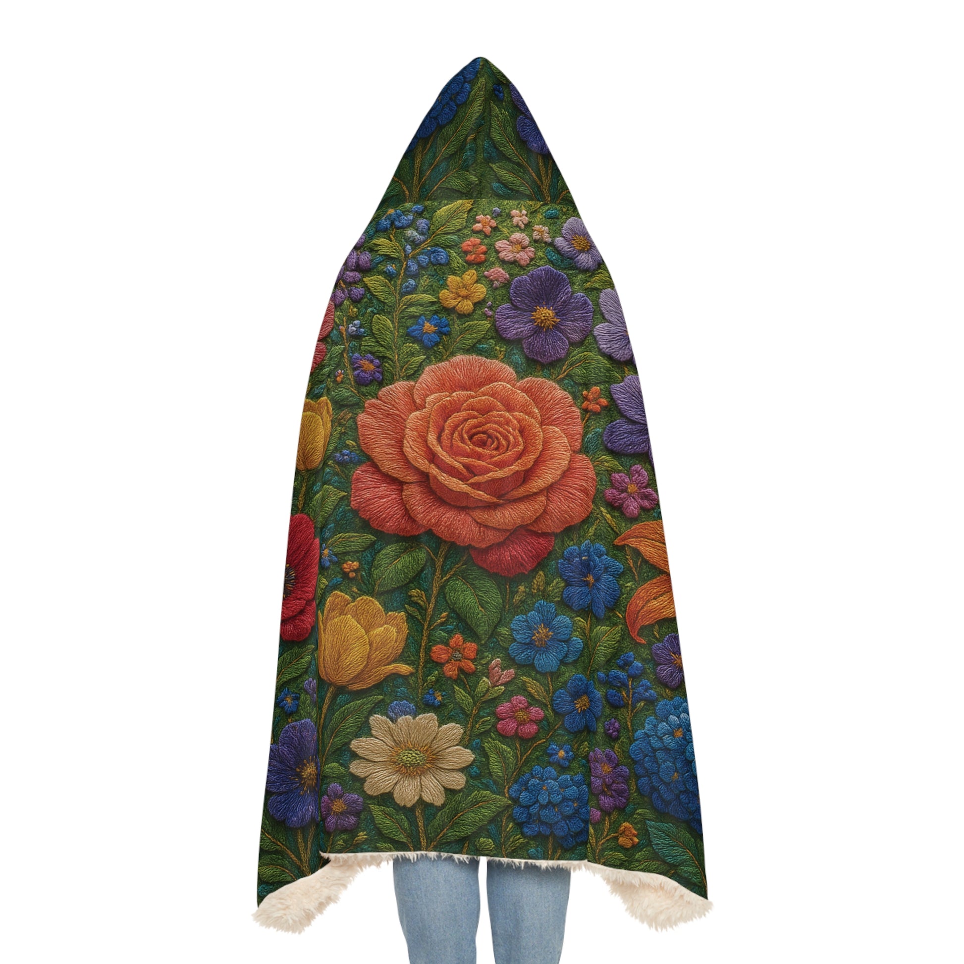 Bright 3D Illusion Flower Hooded Blanket – Ultra-Soft Wearable Throw with Vibrant Floral Art, Cozy Warm Snuggle Gift for Adults & Kids