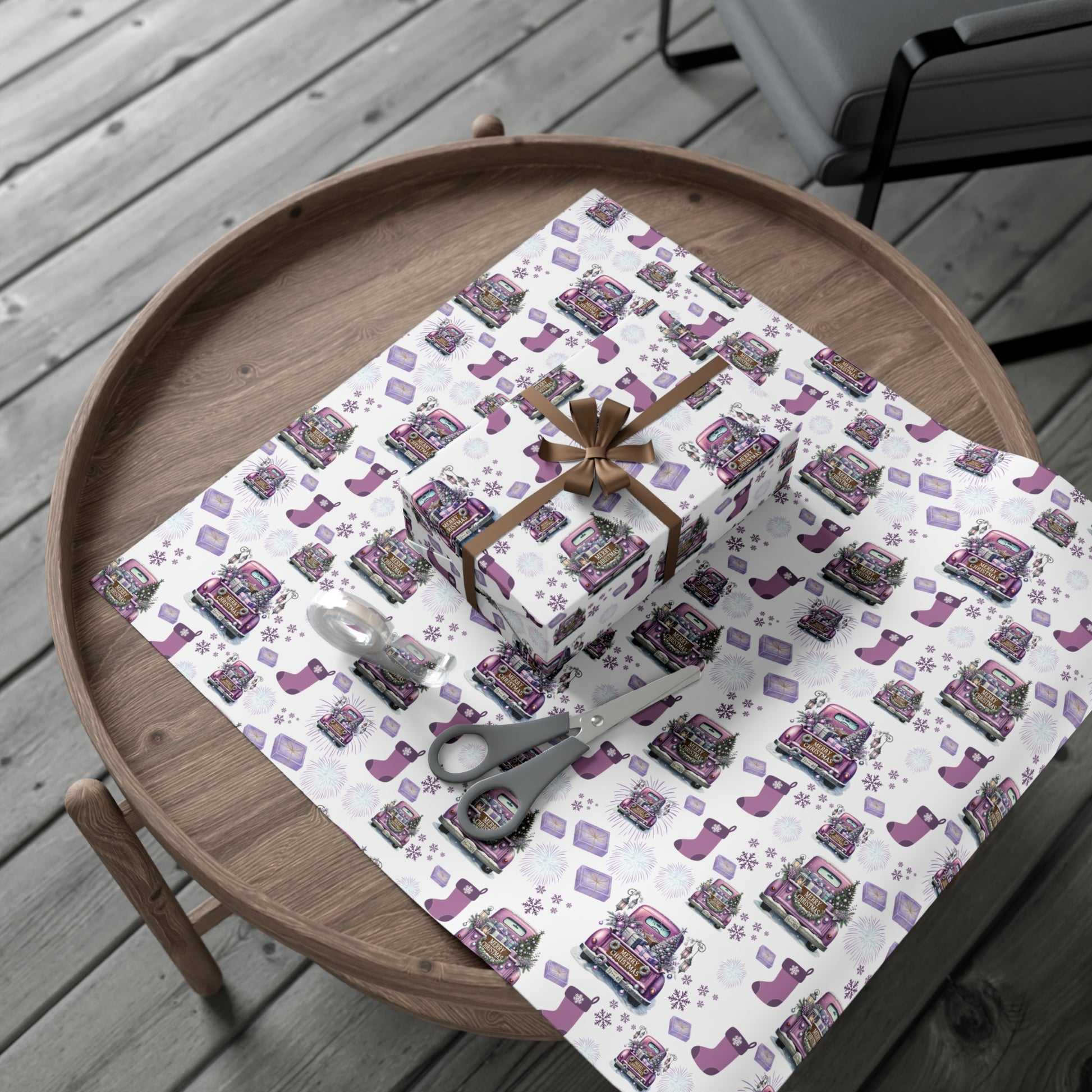 Elegant Lavender Christmas Wrapping Paper Soft Pastel Design with Snowflakes and Sparkling Accents, Perfect for Adding a Unique Touch to Your Holiday Gifts - MRSBYVALLE