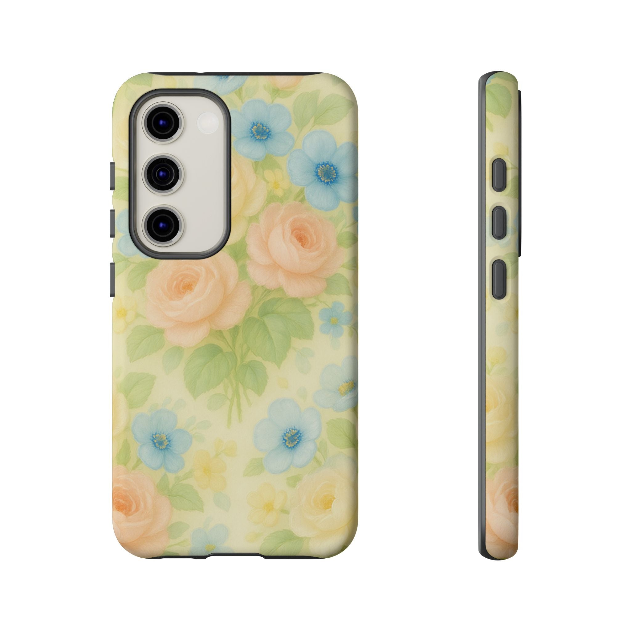 Pastel Yellow Vintage Floral Phone Case  Romantic Cottagecore Aesthetic, Soft Botanical Design, Protective Gift for Her, Fits iPhone & Samsung Models