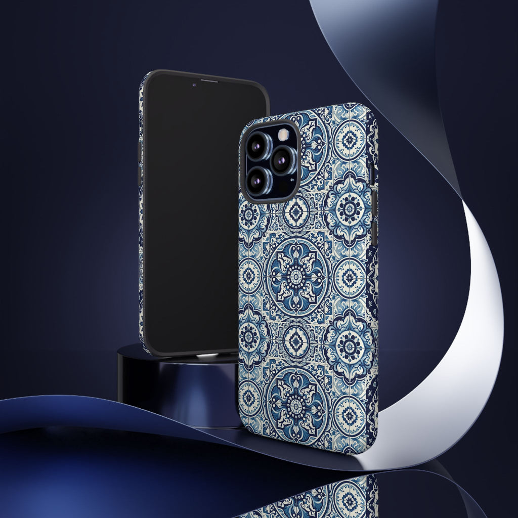 Azulejo Tile Phone Case Elegant Mediterranean Blue Porcelain Design iPhone 17, 16, 15, Samsung iPhone Samsung Accessory Gift for Her