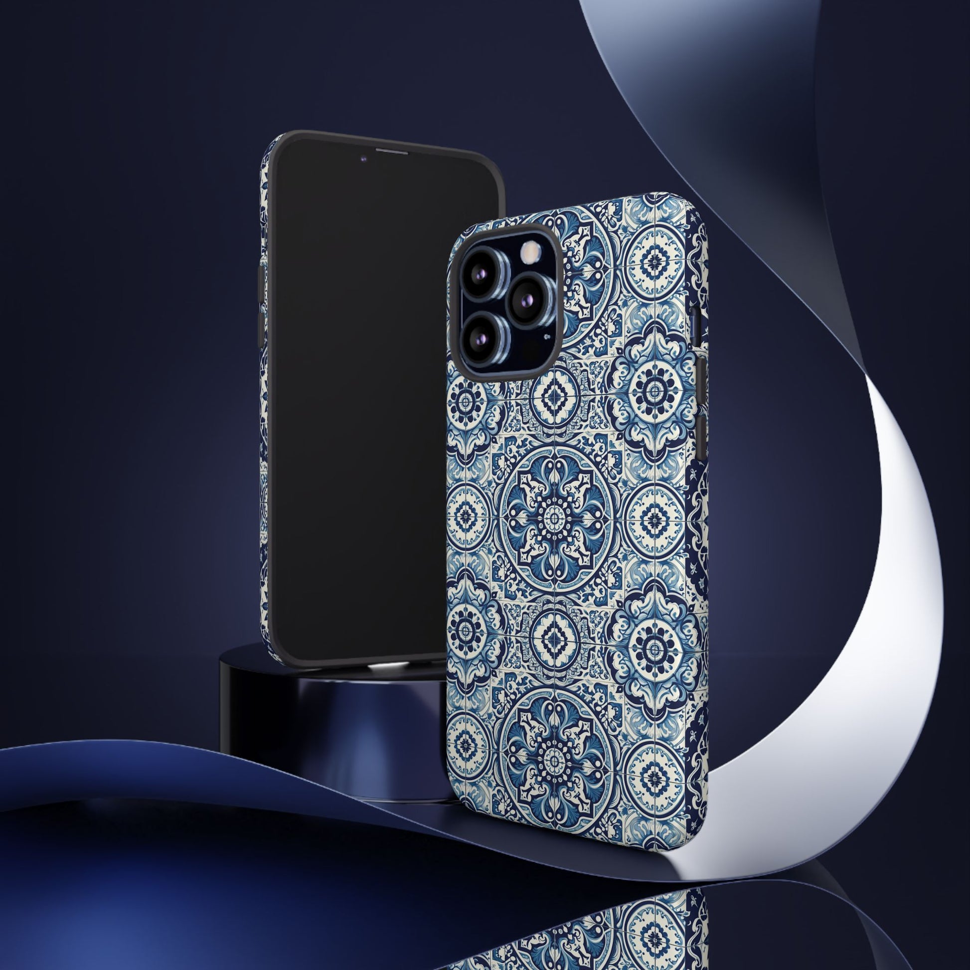 Azulejo Tile Phone Case Elegant Mediterranean Blue Porcelain Design iPhone 17, 16, 15, Samsung iPhone Samsung Accessory Gift for Her