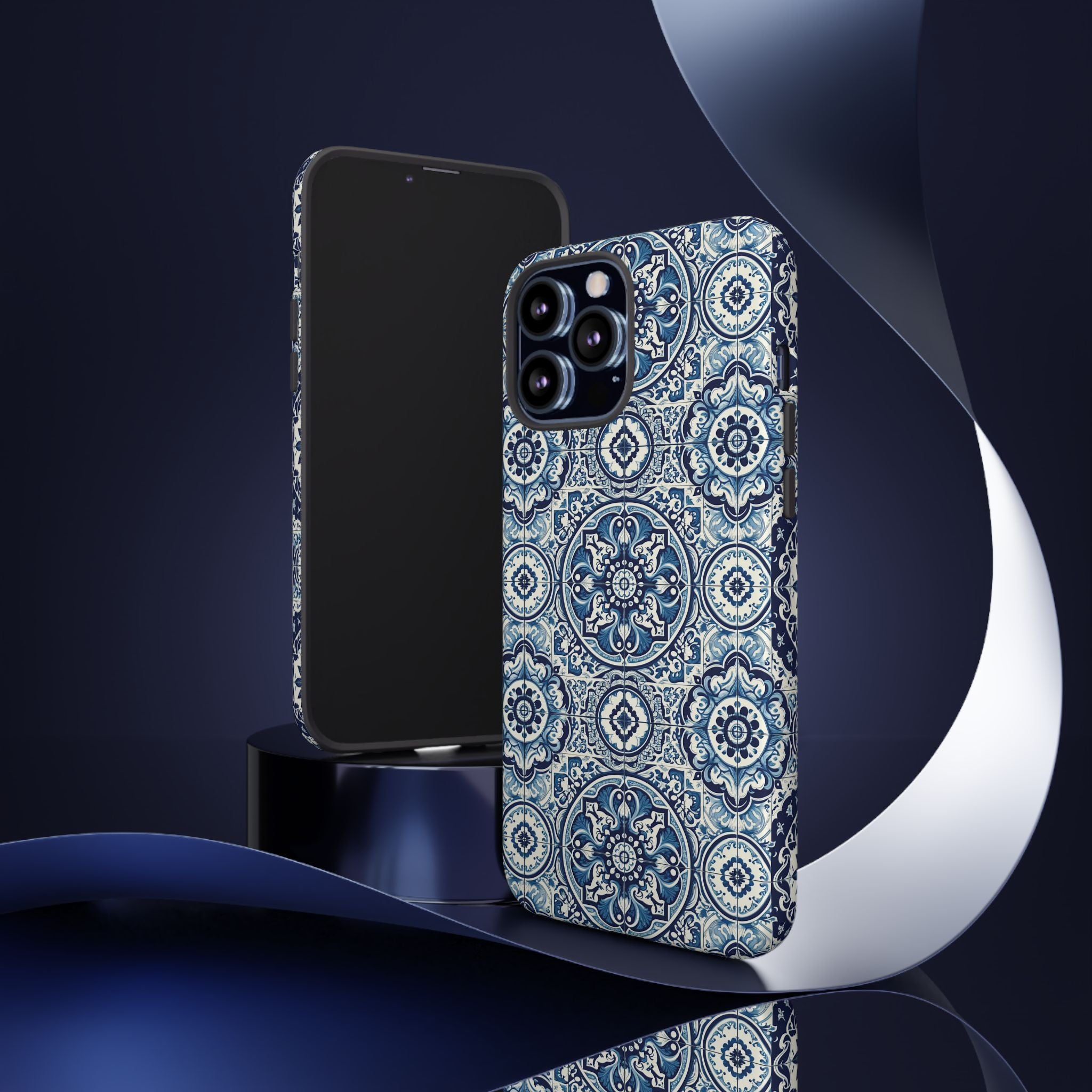 Azulejo Tile Phone Case Elegant Mediterranean Blue Porcelain Design iPhone 17, 16, 15, Samsung iPhone Samsung Accessory Gift for Her
