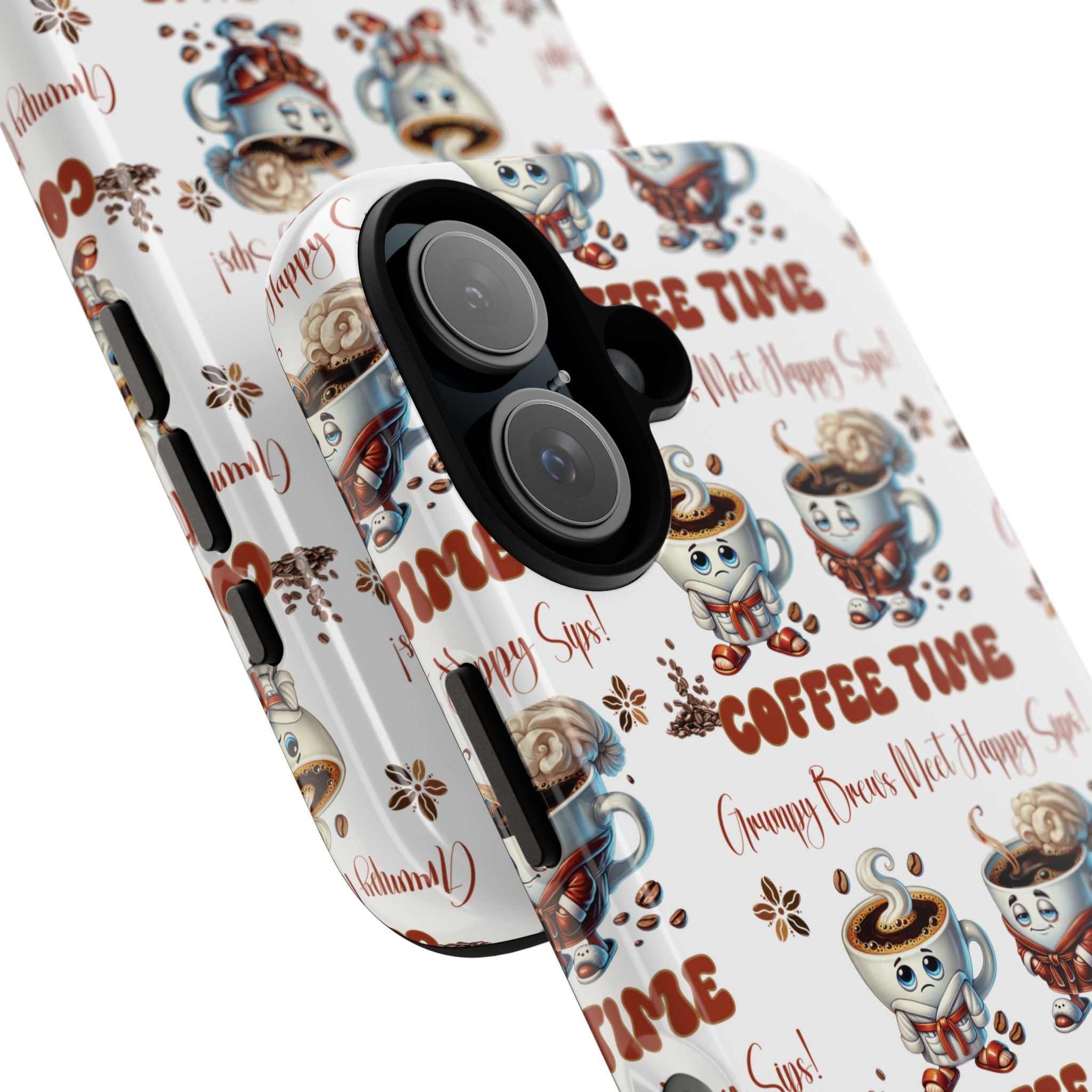 Grumpy Brews Meet Happy Sips Phone Case Compatible with iPhone, Samsung & Pixel | Fun, Durable Protection for Coffee Lovers | Unique Design, Shockproof & Scratch-Resistant Perfect for Coffee Lover
