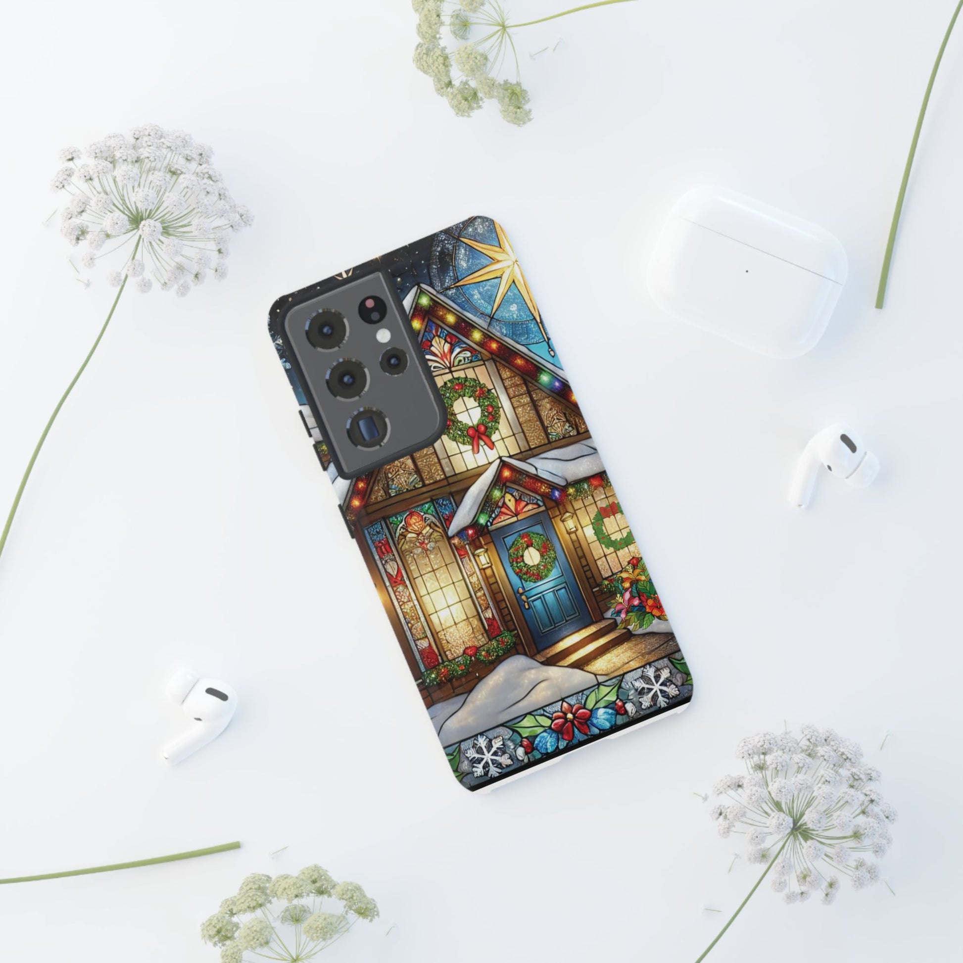 Stain Glass Christmas Phone Case Unique Holiday Protection for Your Device | Stylish & Durable Cover Gift for Her Phone 15, Samsung iPhone Samsung Accessory Gift for Her - MRSBYVALLE