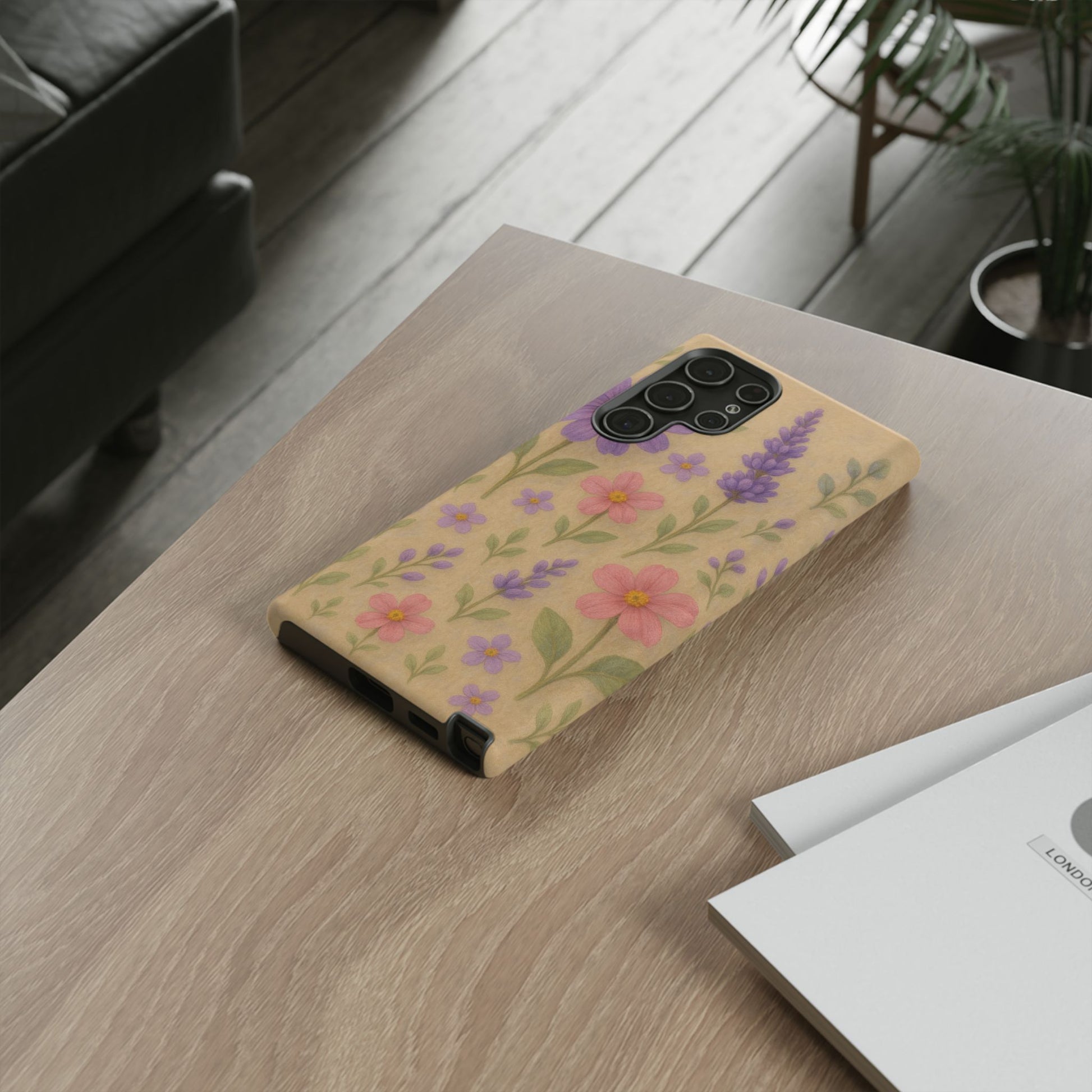 3D Illusion Wildflower Phone Case Cute Pastel Floral Design in Lavender, Pink, Mint Green – Aesthetic Protective Case for iPhone and  Android