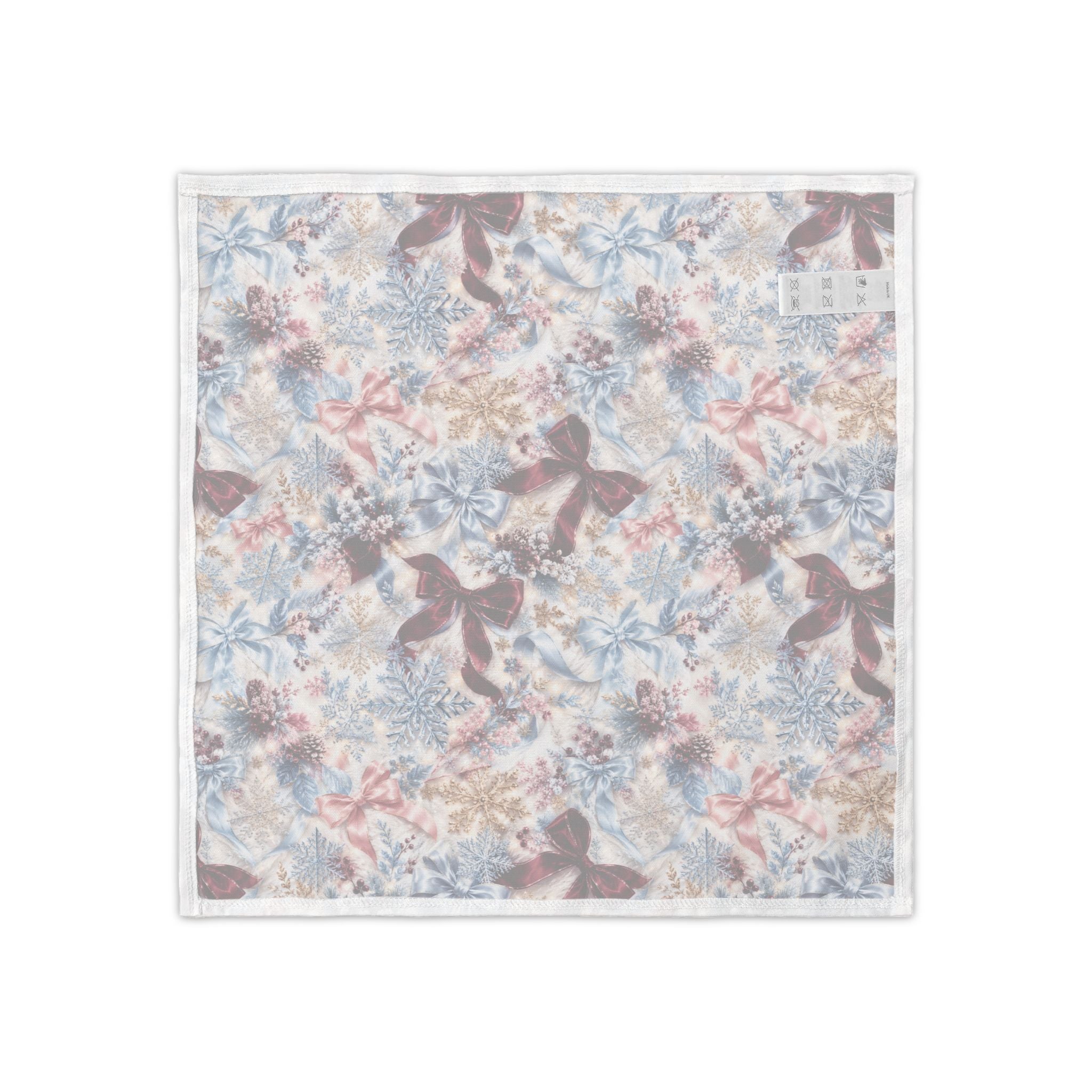 Vintage Floral Bow Napkins | Set of 4, Watercolor Botanical Icy Blue Pinks Holiday Table Dinner Party