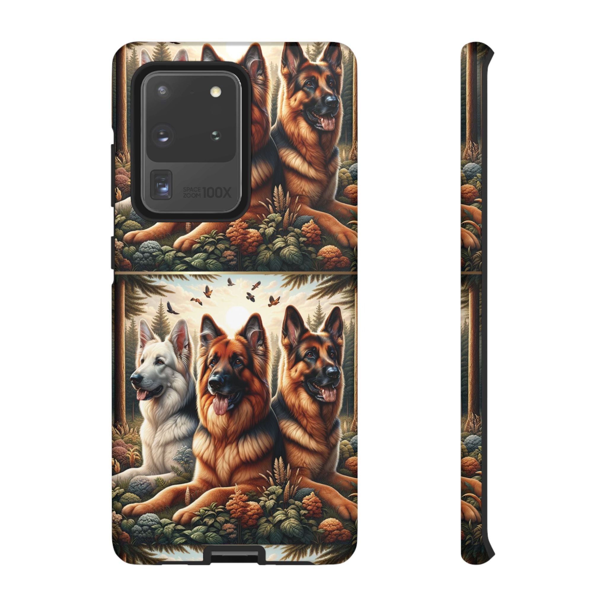 German Shepherd Phone Tough Case Floral Elegant Durable Dog Lover Devices iPhone 15, Samsung iPhone Samsung Accessory Gift for Her