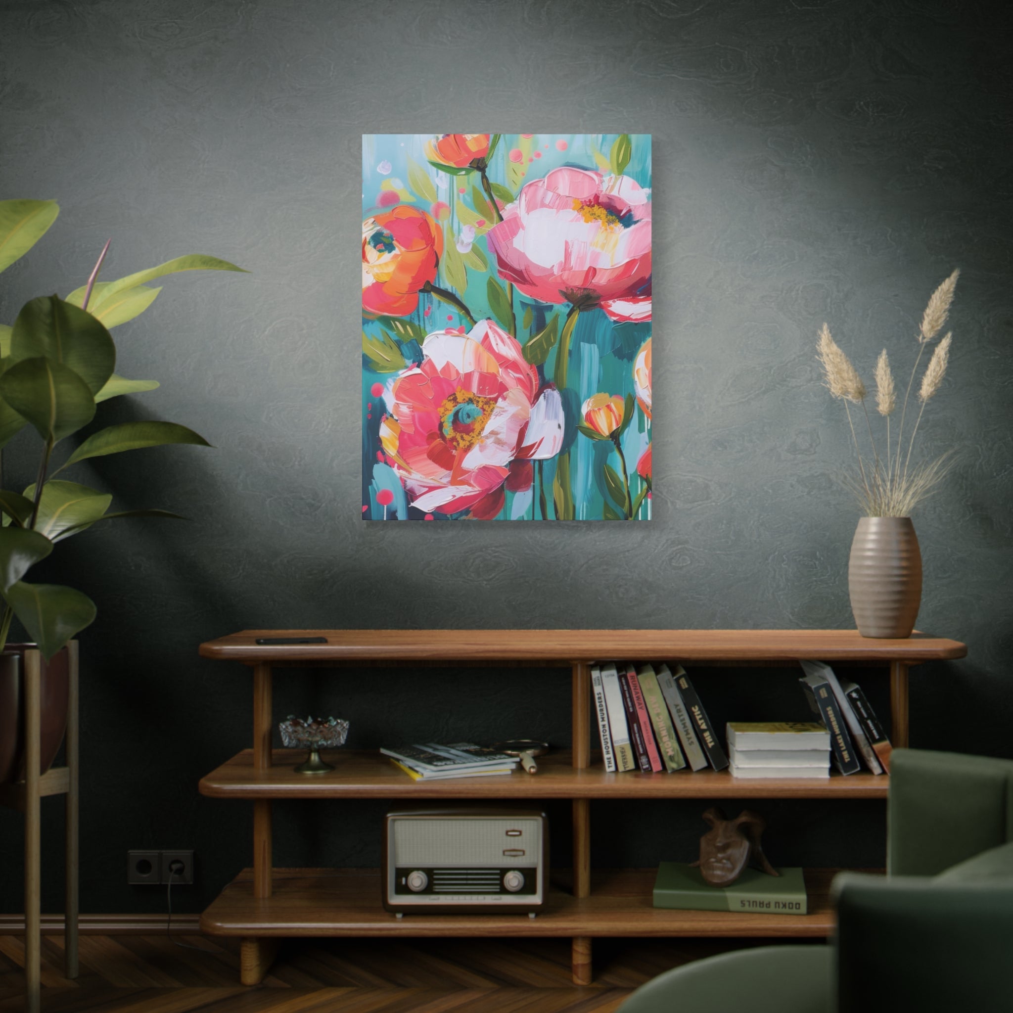 Unique Boho Floral Wall Art Matte Canvas Stretched, Vibrant Botanical Design, Perfect for Living Room, Bedroom, or Office Decor, Adds a Stylish Touch to Any Space - MRSBYVALLE