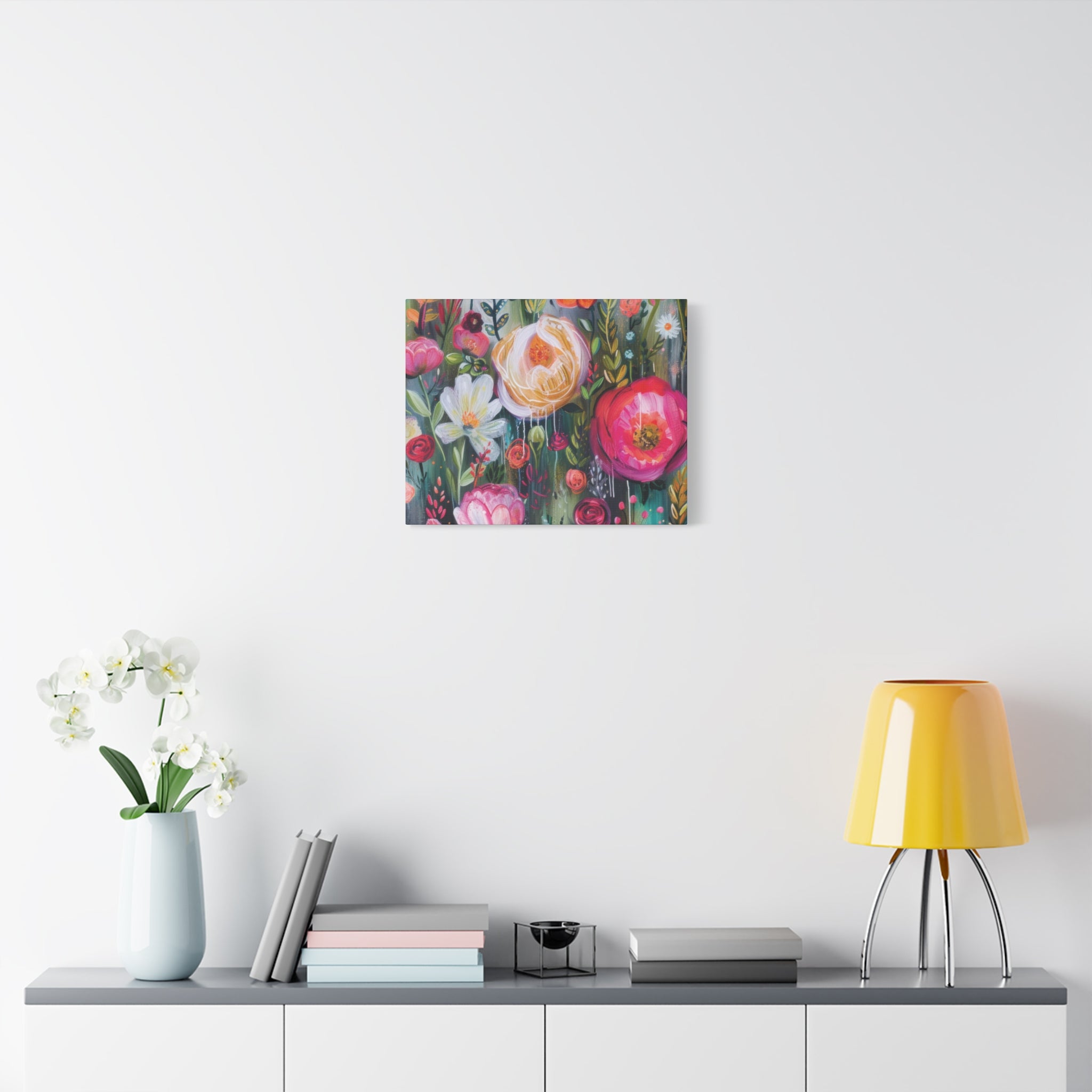 Watercolor Boho Floral Wall Art Matte Canvas Stretched, Vibrant Botanical Design, Perfect for Living Room, Bedroom, or Office Decor, Adds a Stylish Touch to Any Space - MRSBYVALLE