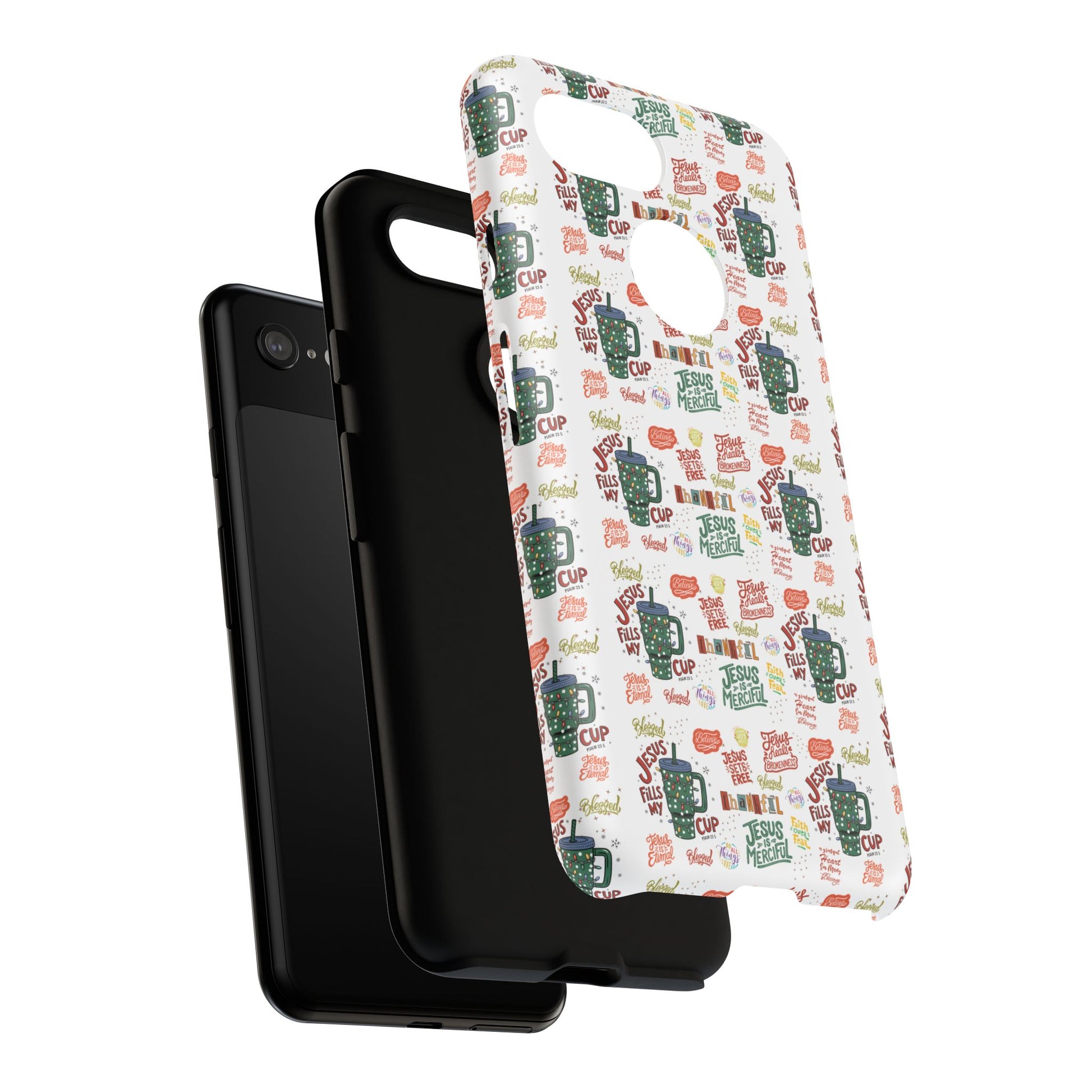 Jesus Fill My Cup Phone Case Cute Floral Design in Red, Pink, Blue – Aesthetic Protective Case for iPhone and  Android