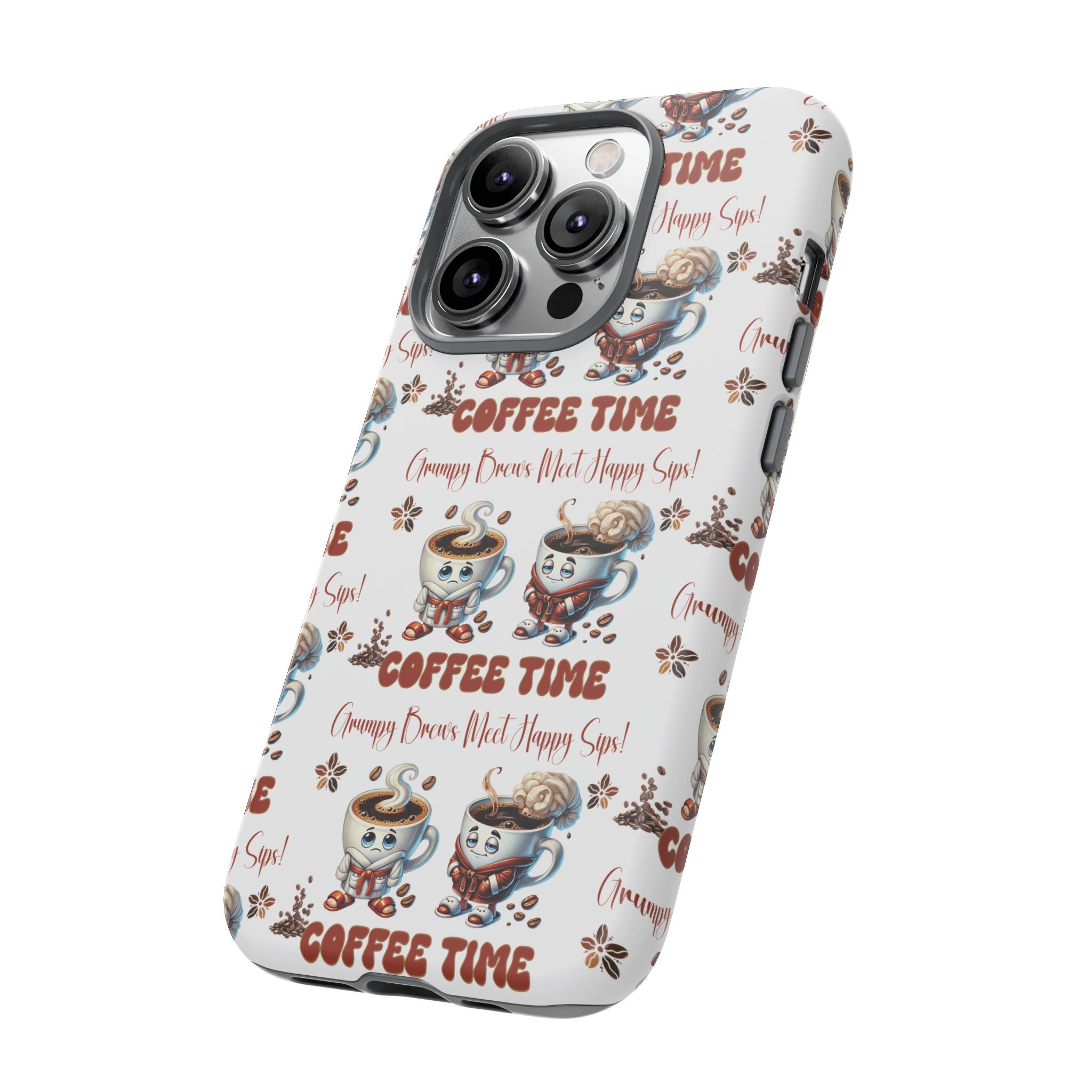 Grumpy Brews Meet Happy Sips Phone Case Compatible with iPhone, Samsung & Pixel | Fun, Durable Protection for Coffee Lovers | Unique Design, Shockproof & Scratch-Resistant Perfect for Coffee Lover - MRSBYVALLE