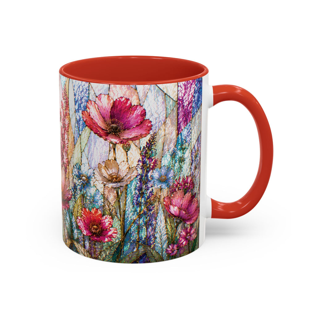 Wildflower Watercolor Coffee Mug Vibrant Wildflower Accent 11/15oz Stain Glass Illusion