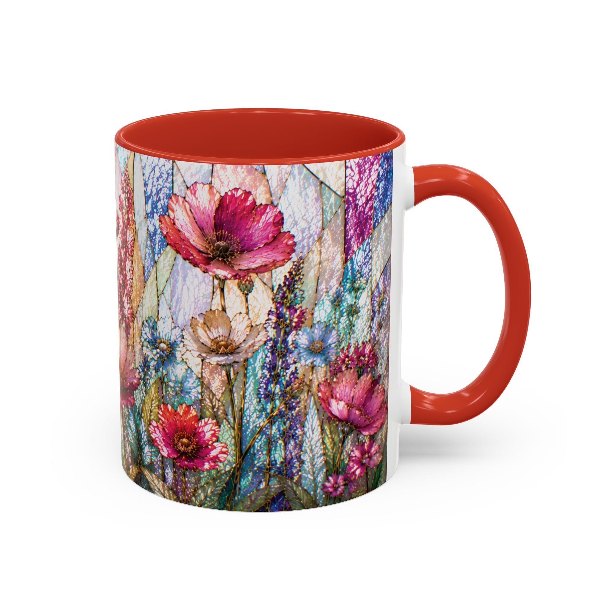 Wildflower Watercolor Coffee Mug Vibrant Wildflower Accent 11/15oz Stain Glass Illusion