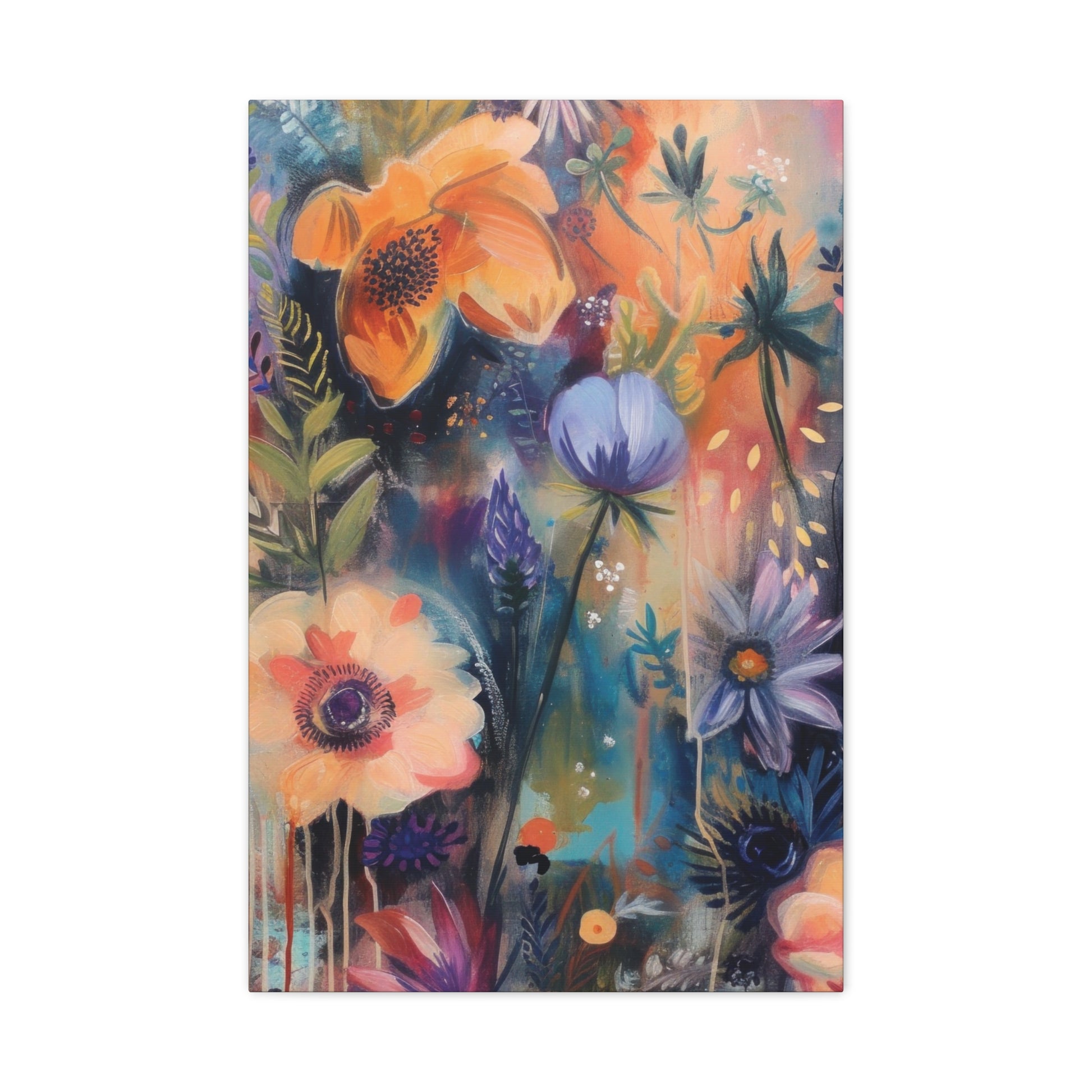 Boho Floral Wall Art Matte Canvas Stretched, Vibrant Botanical Design, Perfect for Living Room, Bedroom, or Office Decor, Adds a Stylish Touch to Any Space1.25" - MRSBYVALLE