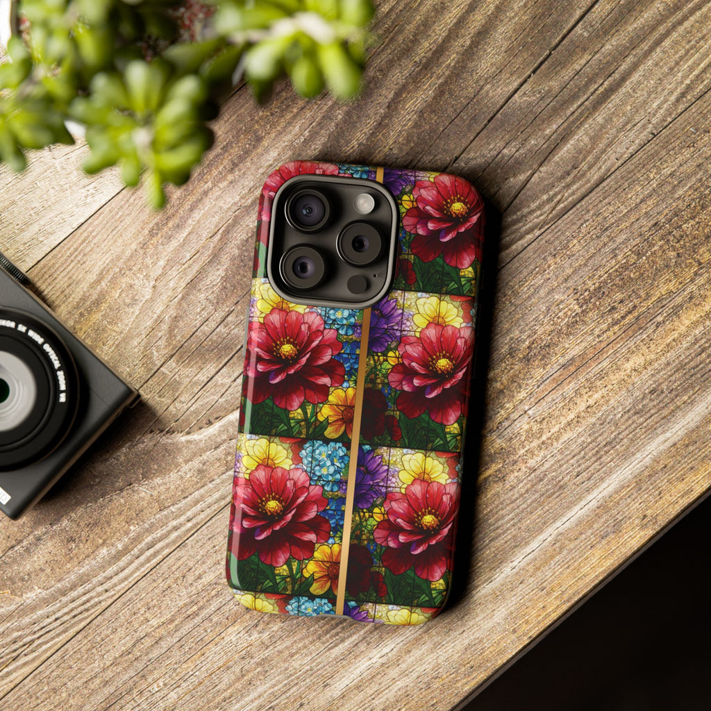 Stained Glass Illusion Floral Phone Case  3D Colorful Flower Design, Protective Christian Gift, Fits iPhone, Samsung, Google Pixel