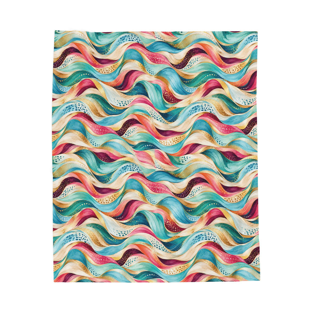 Abstract Rainbow Wave Velveteen Throw Blanket