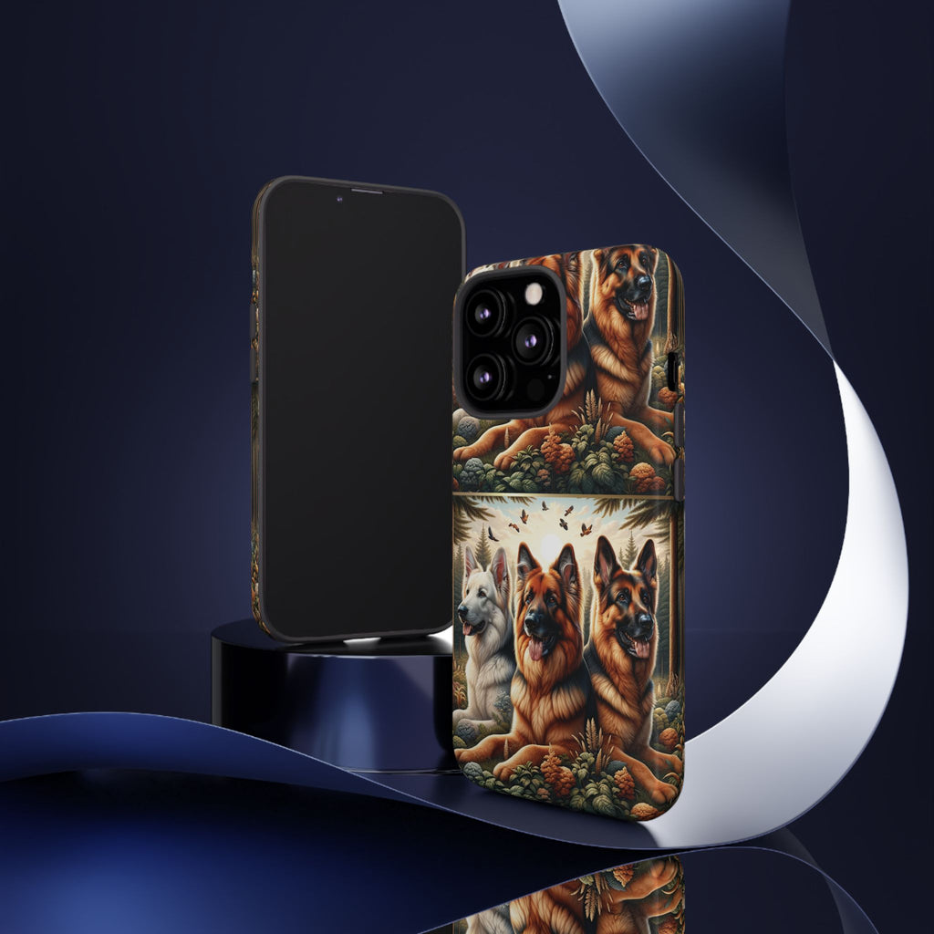 German Shepherd Phone Tough Case Floral Elegant Durable Dog Lover Devices iPhone 15, Samsung iPhone Samsung Accessory Gift for Her