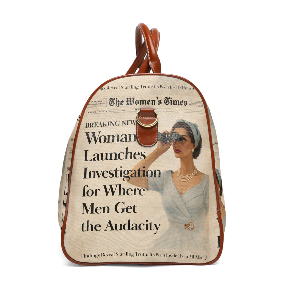 Funny Vintage Sarcastic Woman Waterproof Travel Bag | Retro Travel Tote Weekend Bag