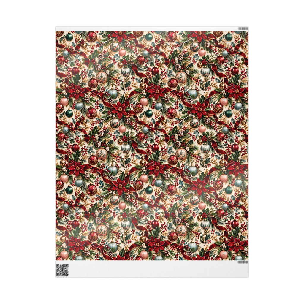 Vintage Christmas Poinsettia Wrapping Paper