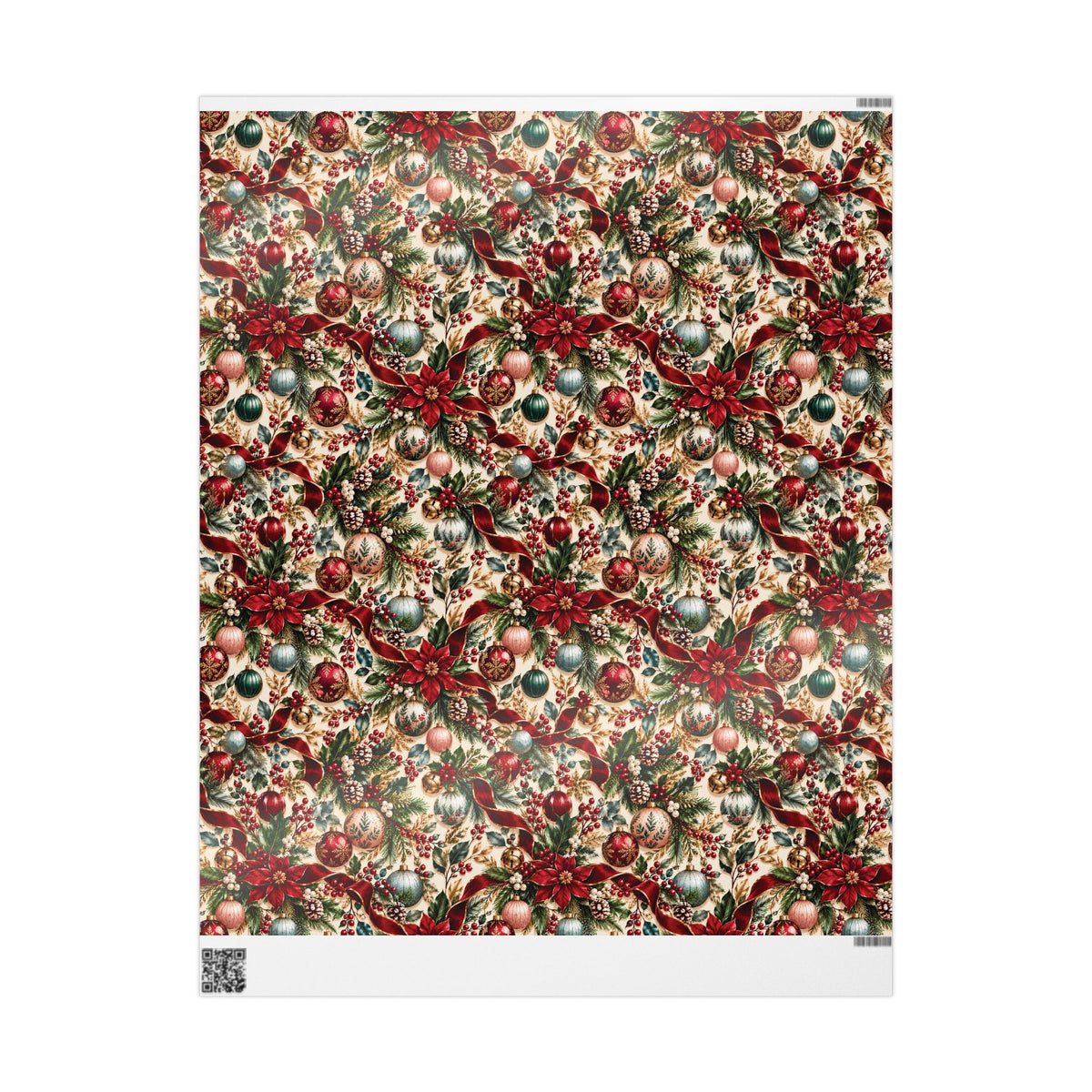 Vintage Christmas Poinsettia Wrapping Paper