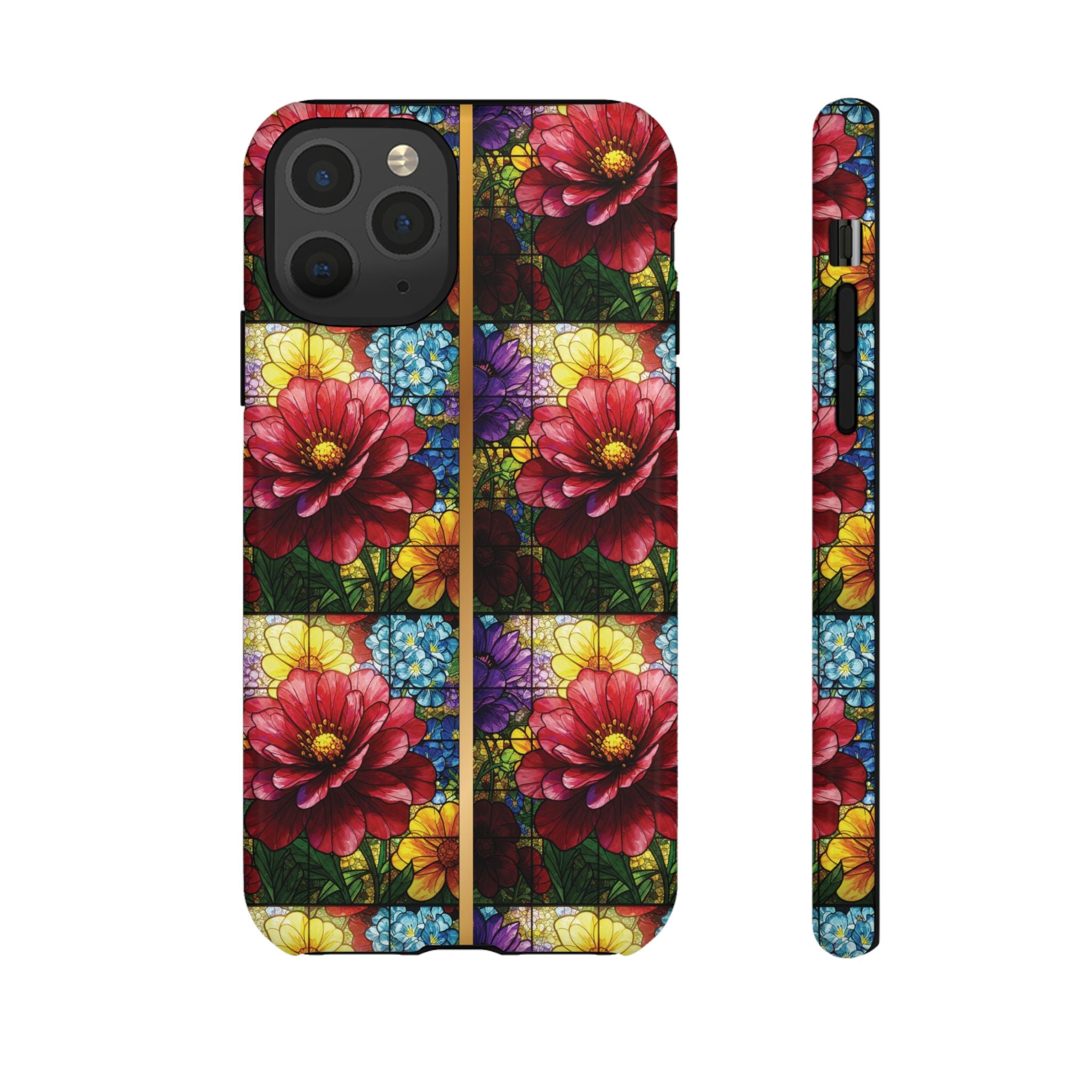 Stained Glass Illusion Floral Phone Case  3D Colorful Flower Design, Protective Christian Gift, Fits iPhone, Samsung, Google Pixel