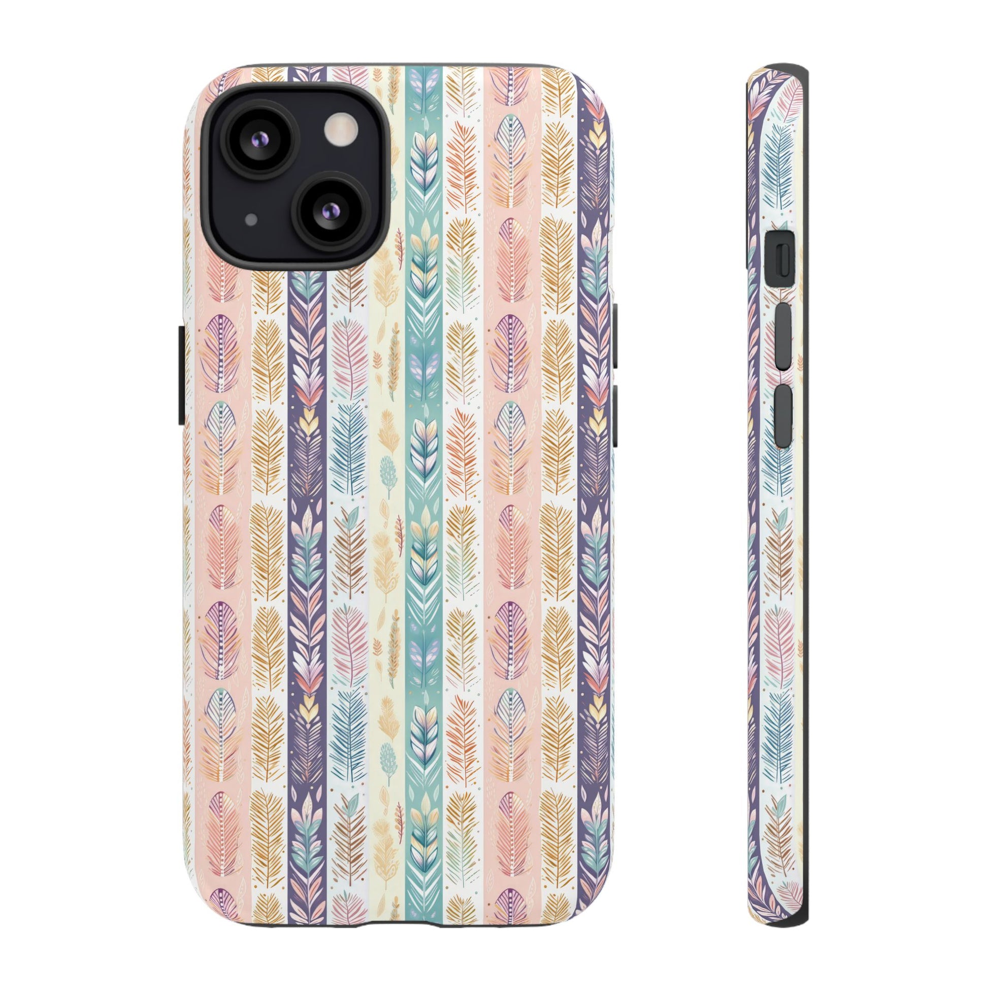 Boho Pastel Feathers Modern Watercolor Abstract Phone Case Compatible with iPhone, Samsung & More - Stylish, Durable Protection with Vibrant Artistic Design Perfect Gift for Her