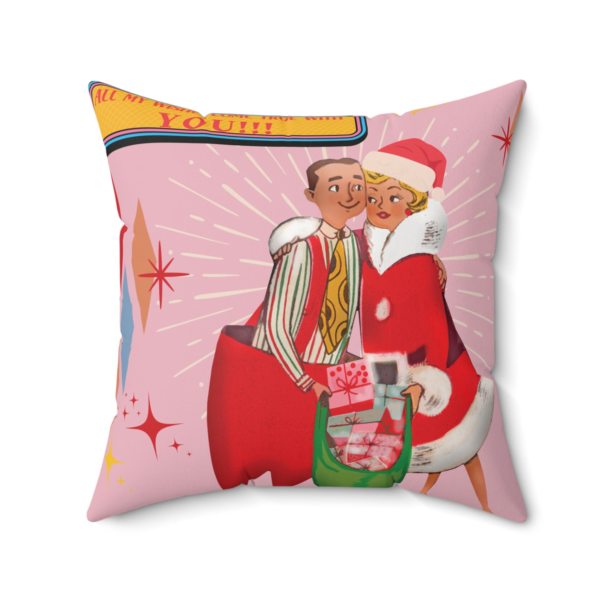 Pink Atomic Elegance Decorative Pillow 50s Starburst & Kitsch Design Decorative Pillow Touch of Beauty to Your Decor Living Room Comfort for Bedroom or Housewarming Gift New House, Bridal Shower Gift - MRSBYVALLE