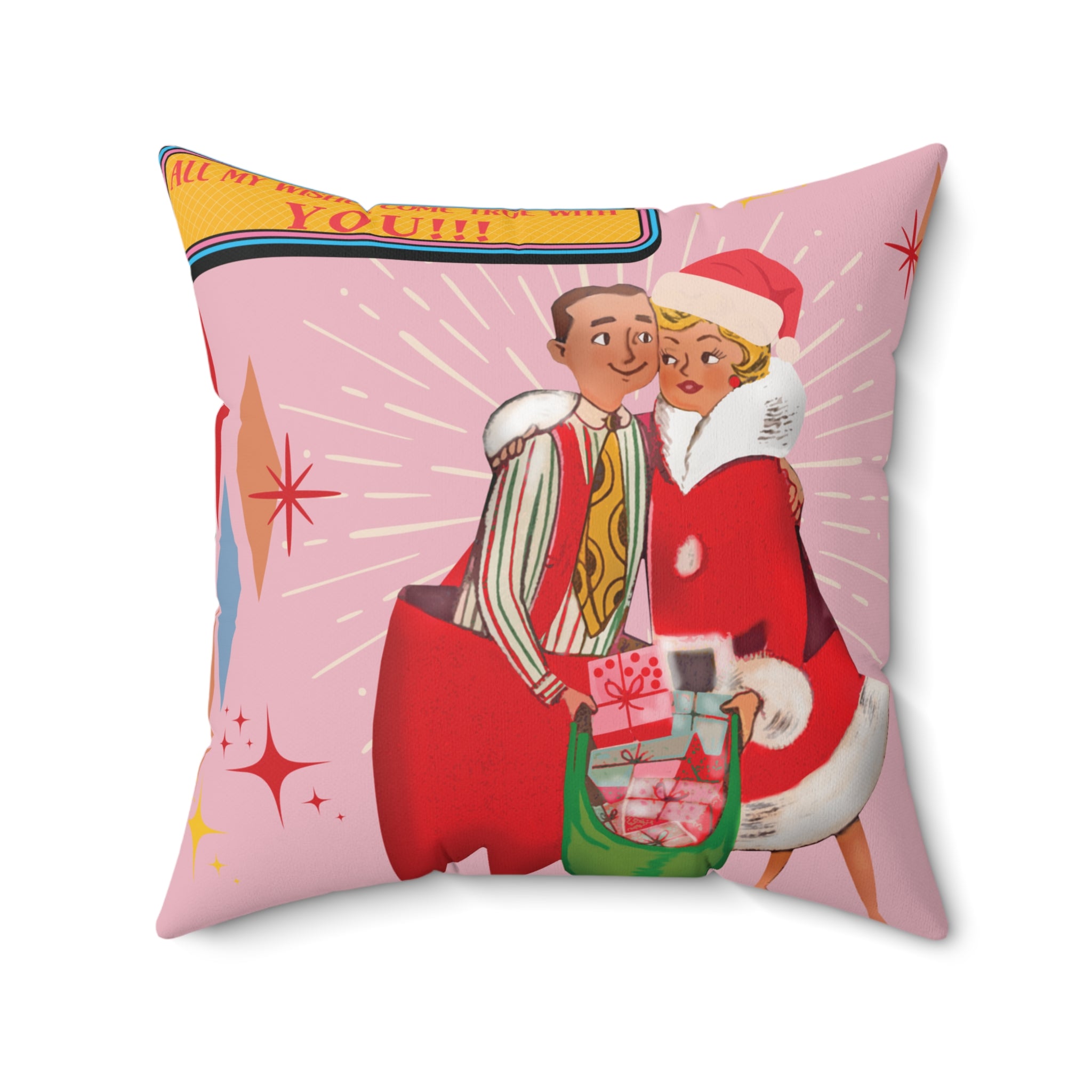 Pink Atomic Elegance Decorative Pillow 50s Starburst & Kitsch Design Decorative Pillow Touch of Beauty to Your Decor Living Room Comfort for Bedroom or Housewarming Gift New House, Bridal Shower Gift - MRSBYVALLE