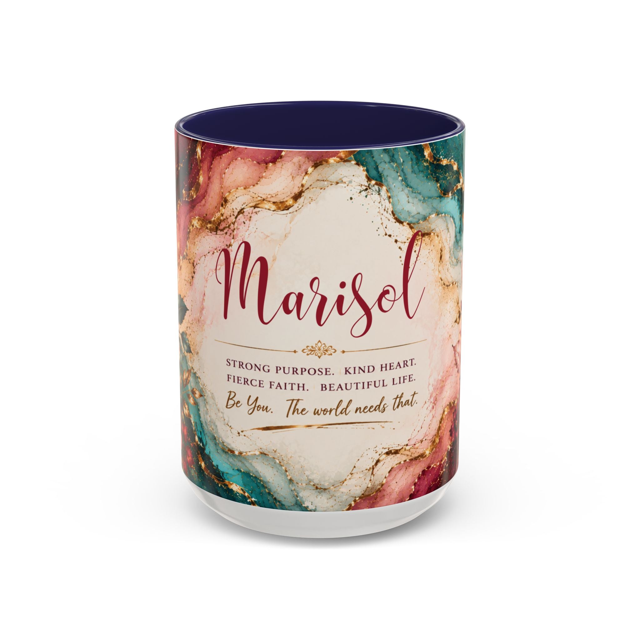 Personalized Name Mug for Women, Inspirational Color Handle Coffee Mug, 11 oz or 15 oz Gift for Her