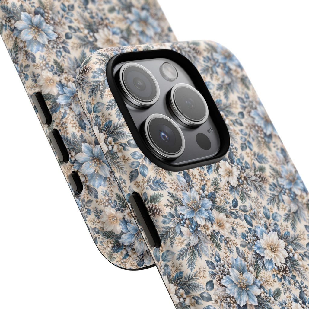 Icy Blue Floral MagSafe Tough Phone Case