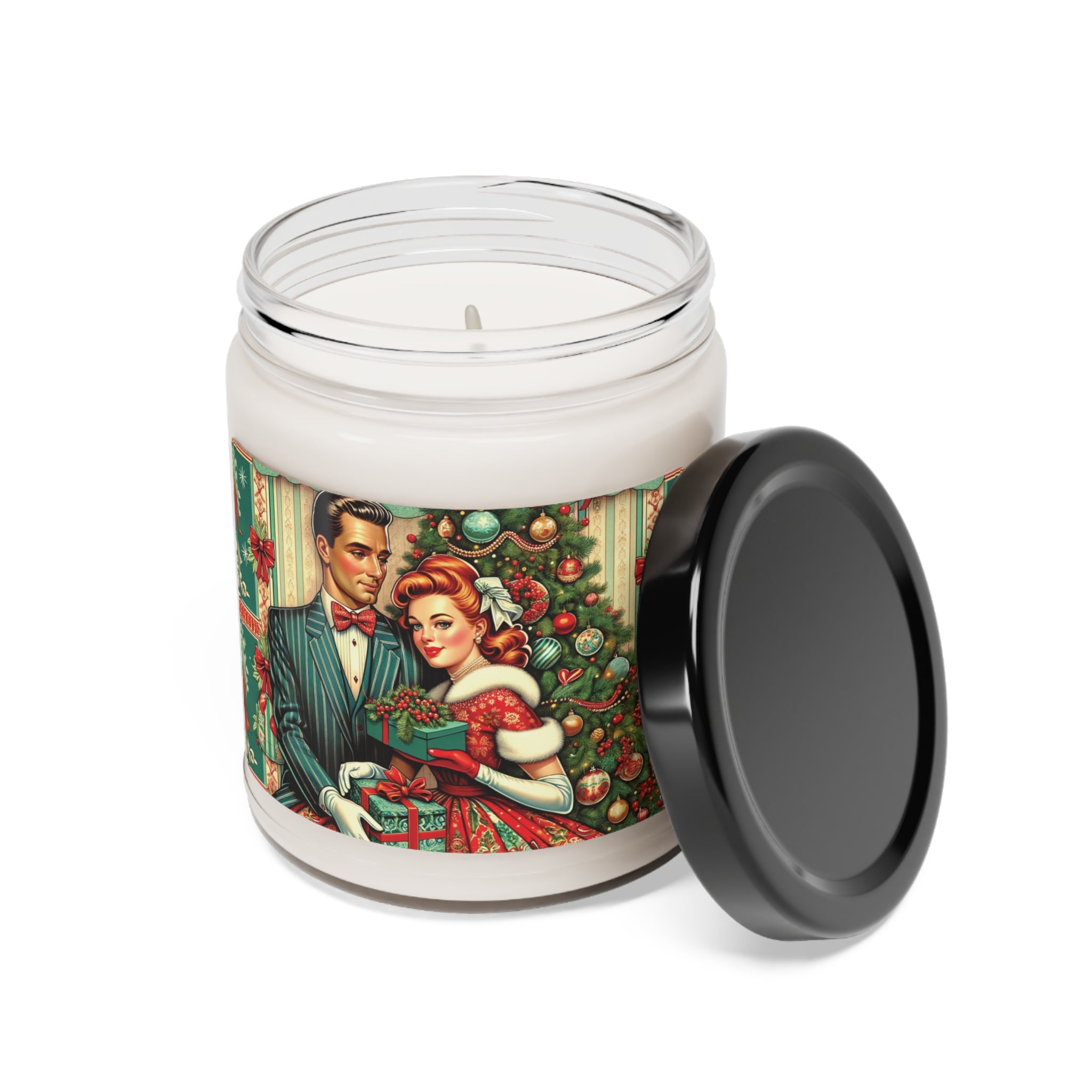 Retro Radiance Candle 50s Franciscan Diamond Starburst Kitsch Christmas Card Art Perfect for Relaxation Home Ambiance Scented Soy Candle, 9oz, Wedding, Bridal Shower, Mother's Day Gift Housewarming Gift - MRSBYVALLE