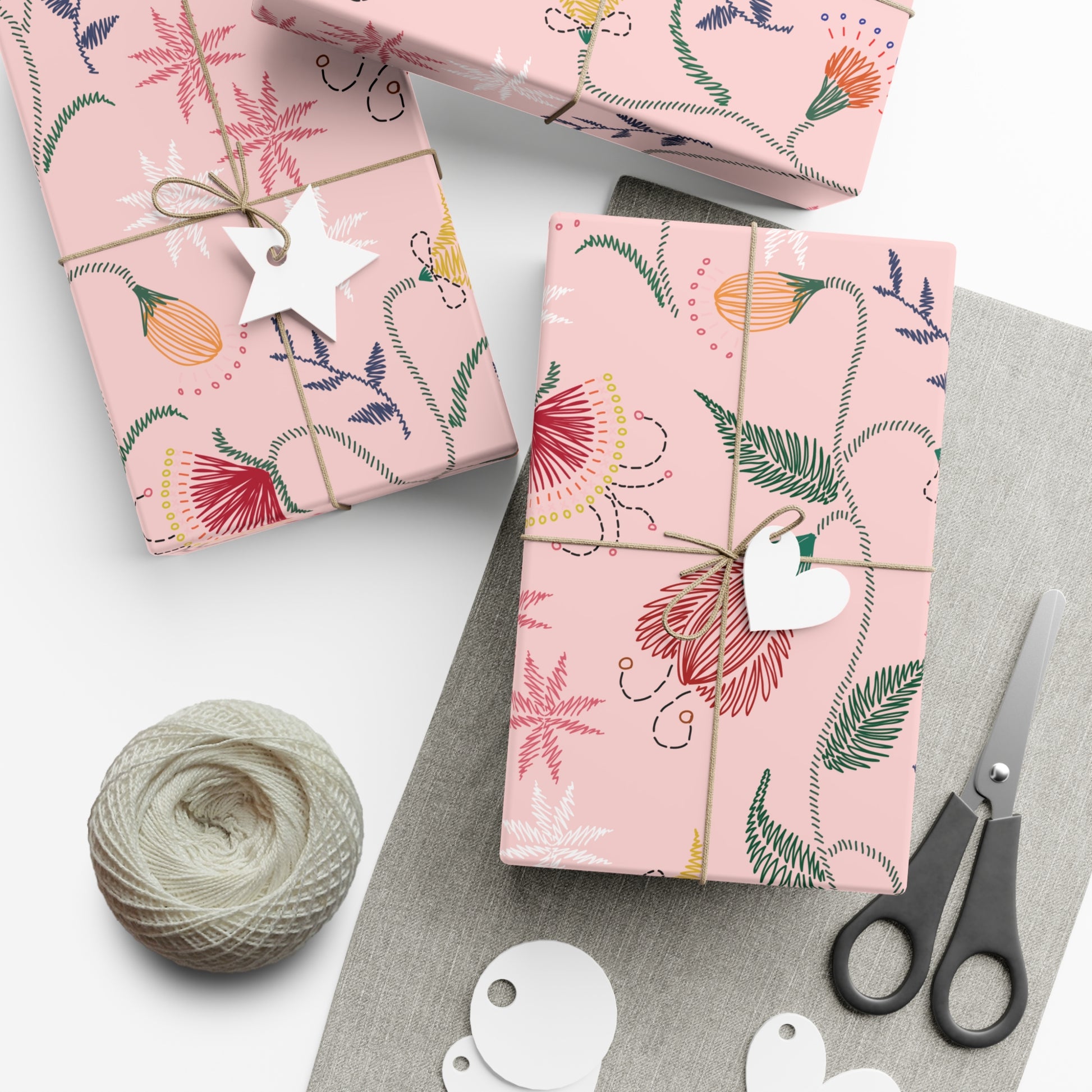 Pink Wildflowers Wrapping Paper Pink Bows Cherries Elegance Perfect for Gifts Weddings, Bridal Baby Showers All Occasion - MRSBYVALLE