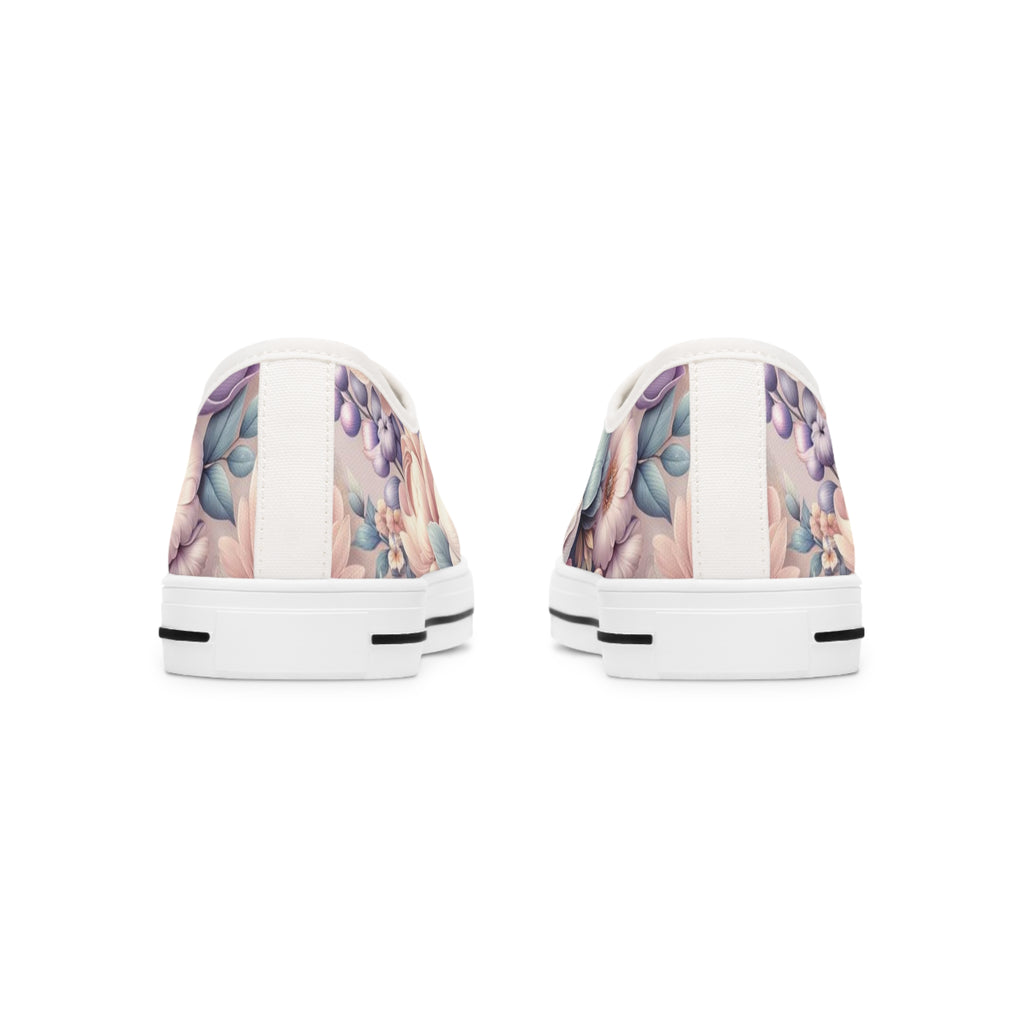 Women's Low Top Sneakers Breathable Polyester Canvas, Lightweight Stylish Floral Pastel Design, Comfortable All-Day Wear, Perfect for Walking and Everyday Activities - MRSBYVALLE