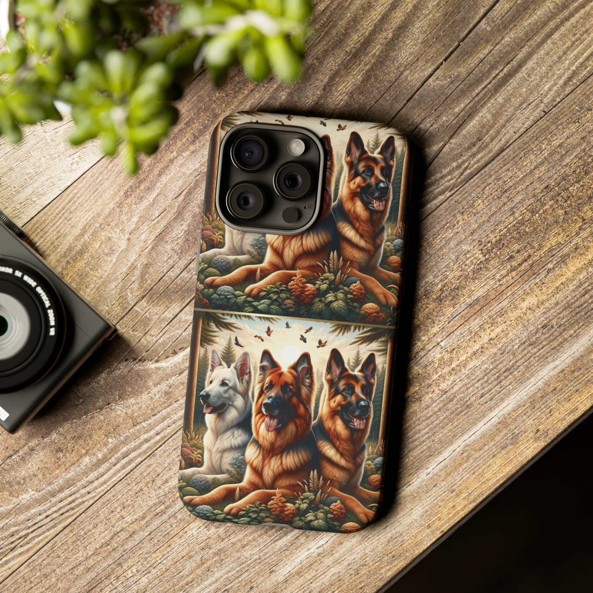 German Shepherd Phone Tough Case Floral Elegant Durable Dog Lover Devices iPhone 15, Samsung iPhone Samsung Accessory Gift for Her.