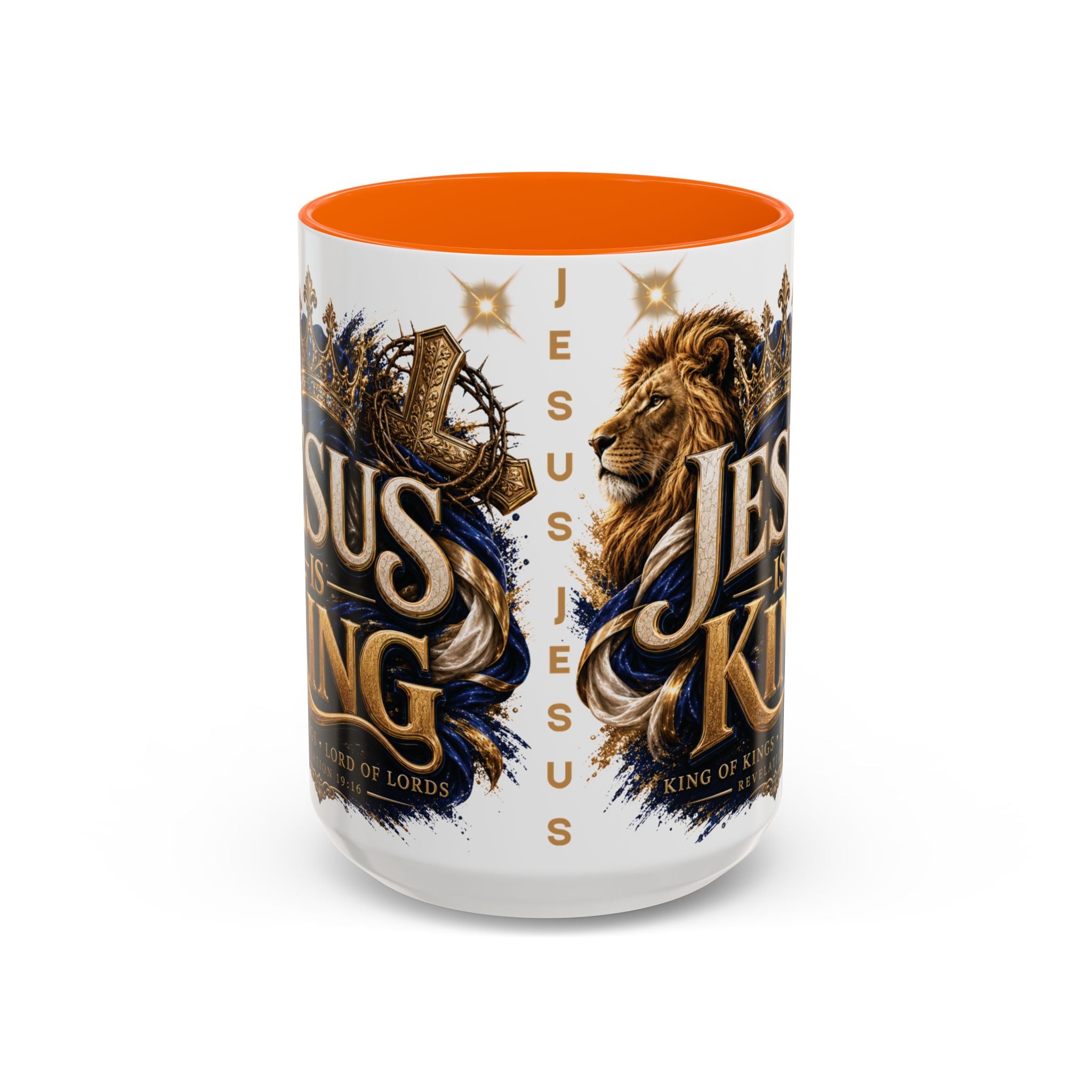 Jesus Is King Coffee Mug Christian Faith Accent Mug (11/15oz) Gift for Dad Mom