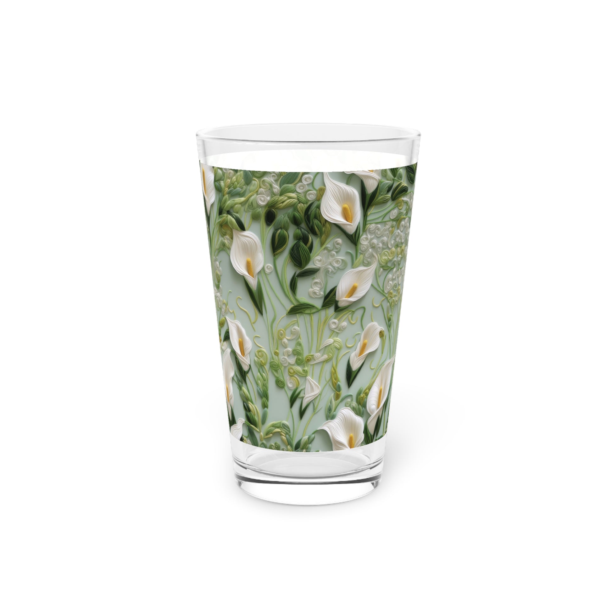 Elegant Calla Lily 16oz Pint Glass Vibrant Floral Design, Durable Glassware for Home & Holiday Gatherings, Perfect Christmas Gift for Nature & Flower Lovers Perfect for Parties - MRSBYVALLE