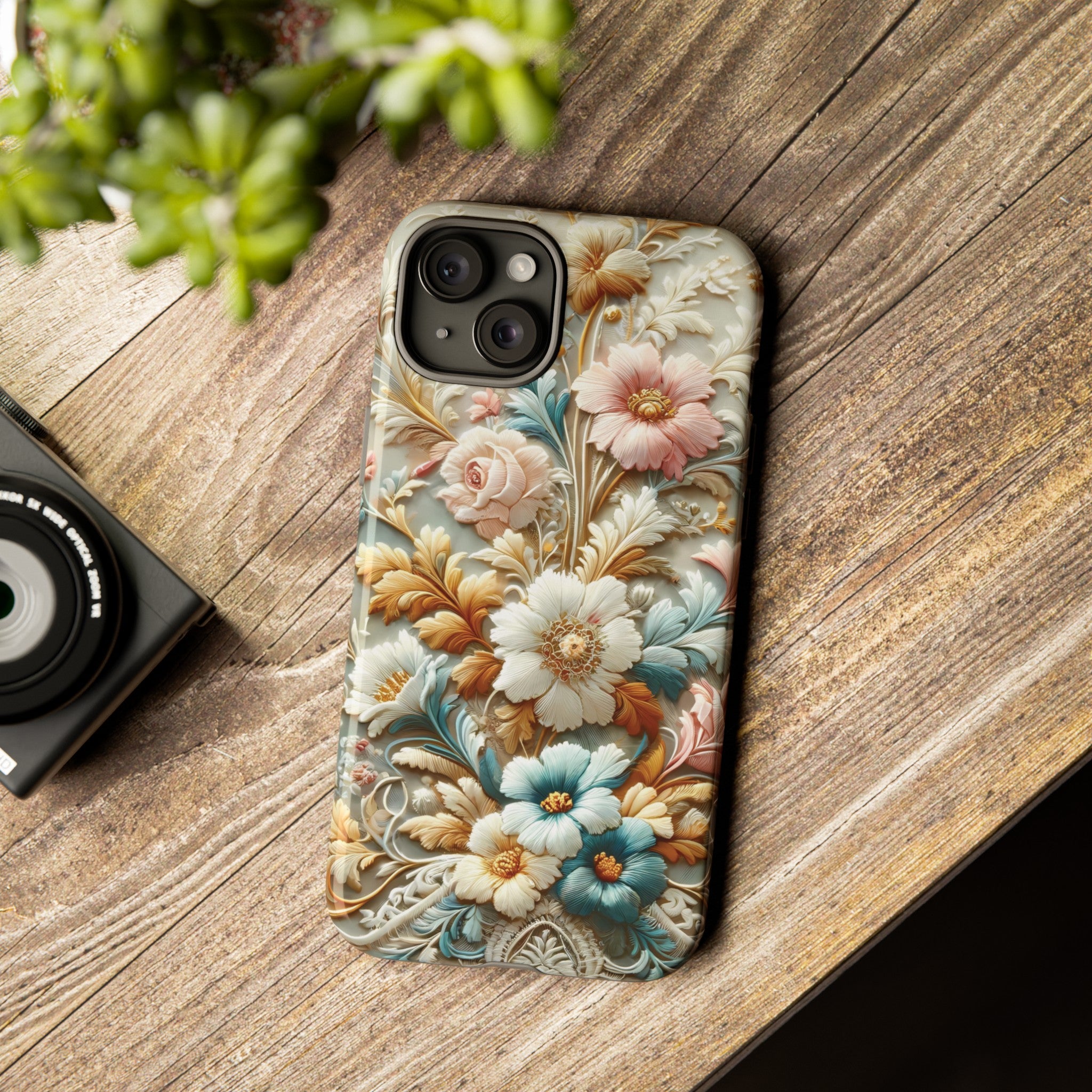 3D Elegant Faux Flowers Phone Case Stylish & Durable for iPhone Samsung Gift iPhone 15, 14, 13 Samsung Pixel Gift for Mom Accessory Gift for Her