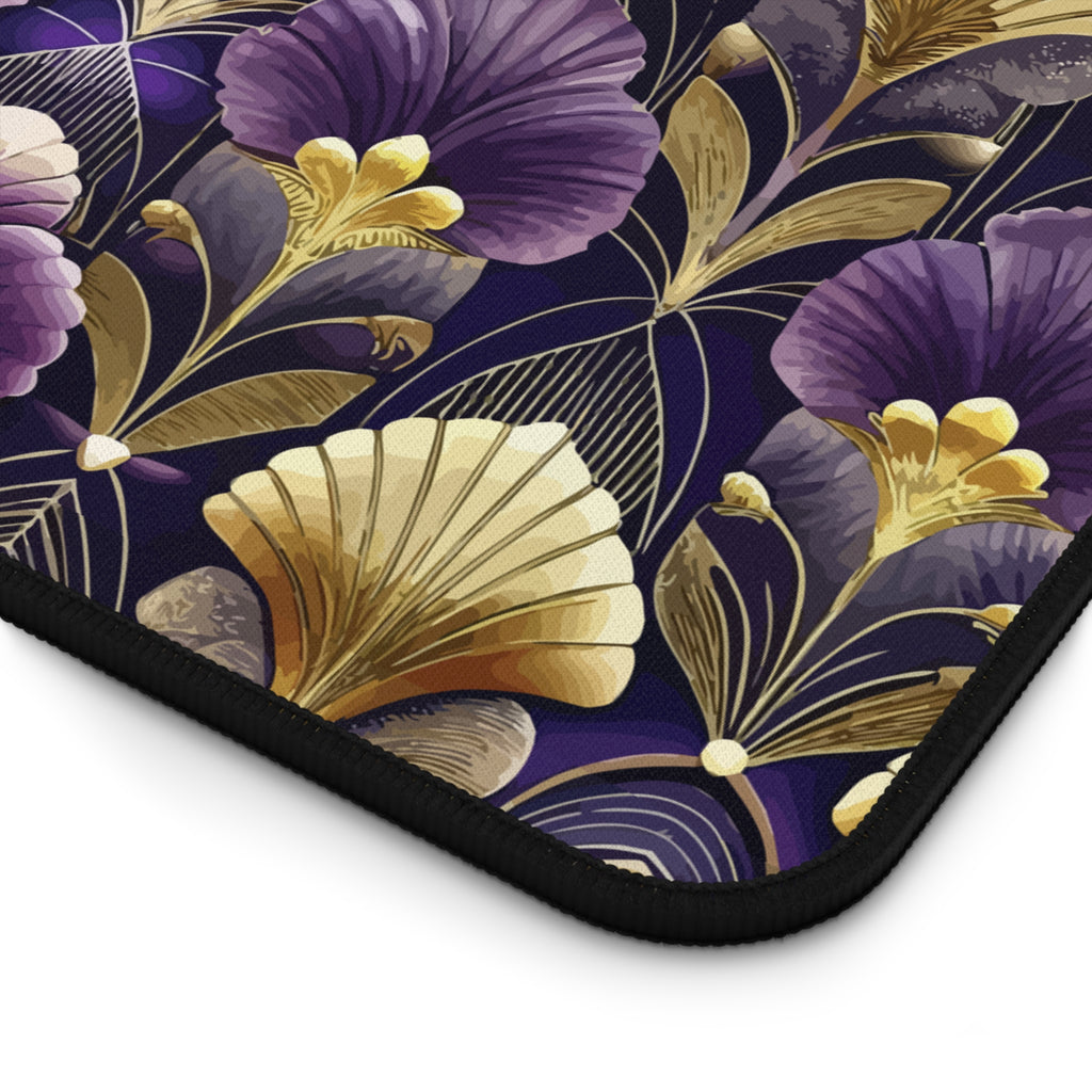 Art Deco Purple & Gold Desk Mat — Royal Decorative Desk Pad