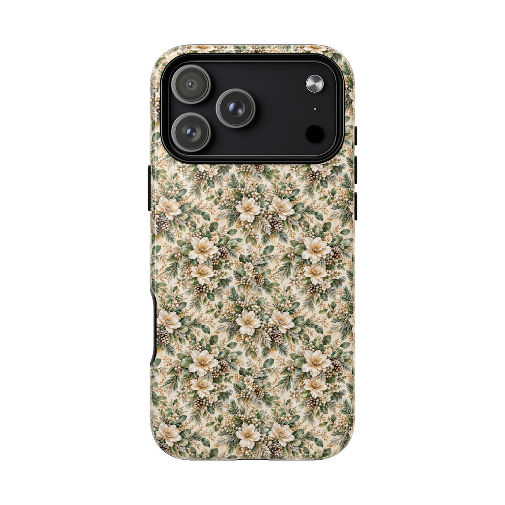 Sage Green & Champagne Floral MagSafe Tough Phone Case