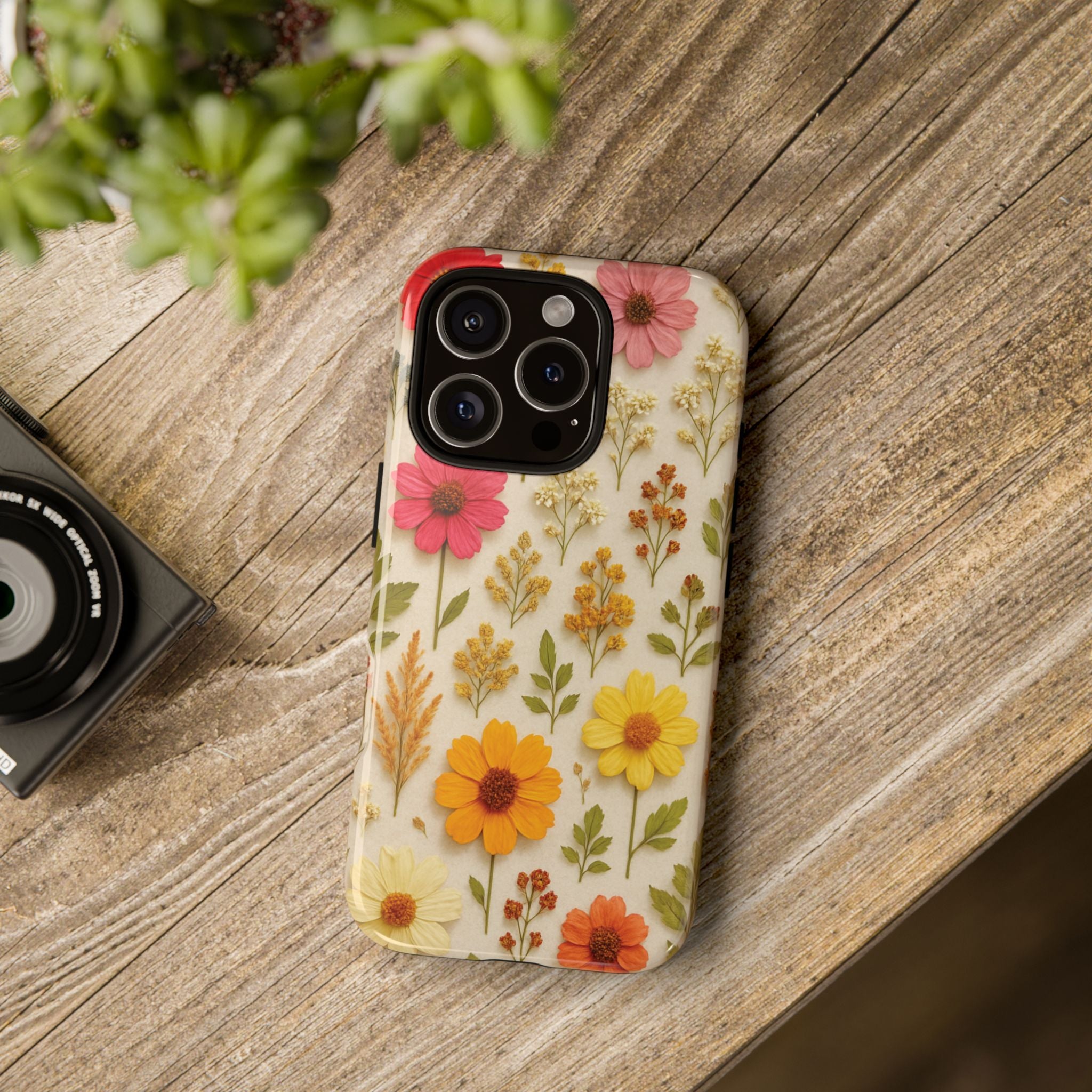 Dried Flowers Illusion Phone Case – Realistic Botanical Aesthetic, Colorful Pressed Floral Art, Trendy Nature-Inspired Protective Cover  iPhone & Samsung Models