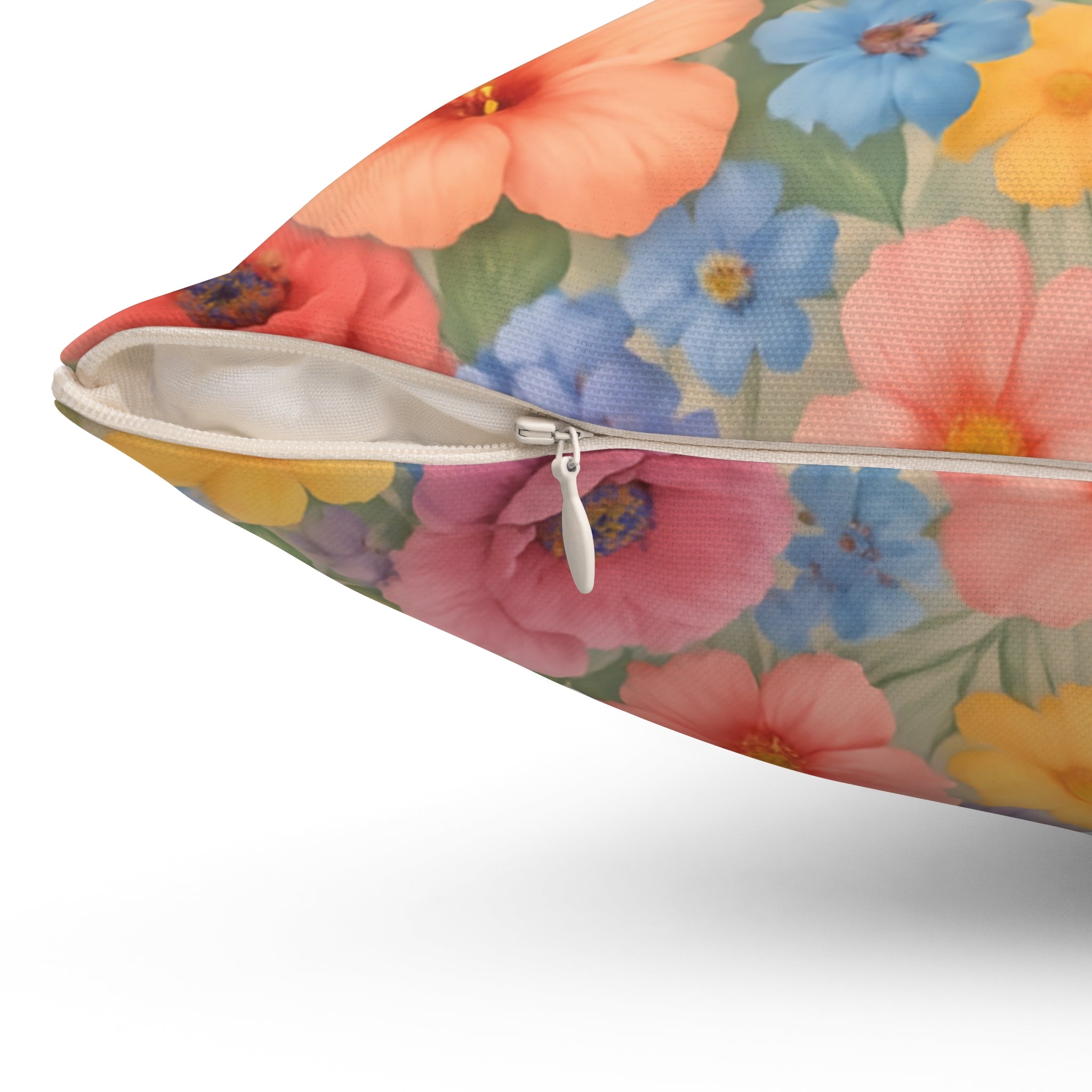 Luxury Floral Square Pillow – Colorful Botanical Print for Home Decor, Add Cozy Elegance to Your Living Room, Bedroom, or Reading Nook