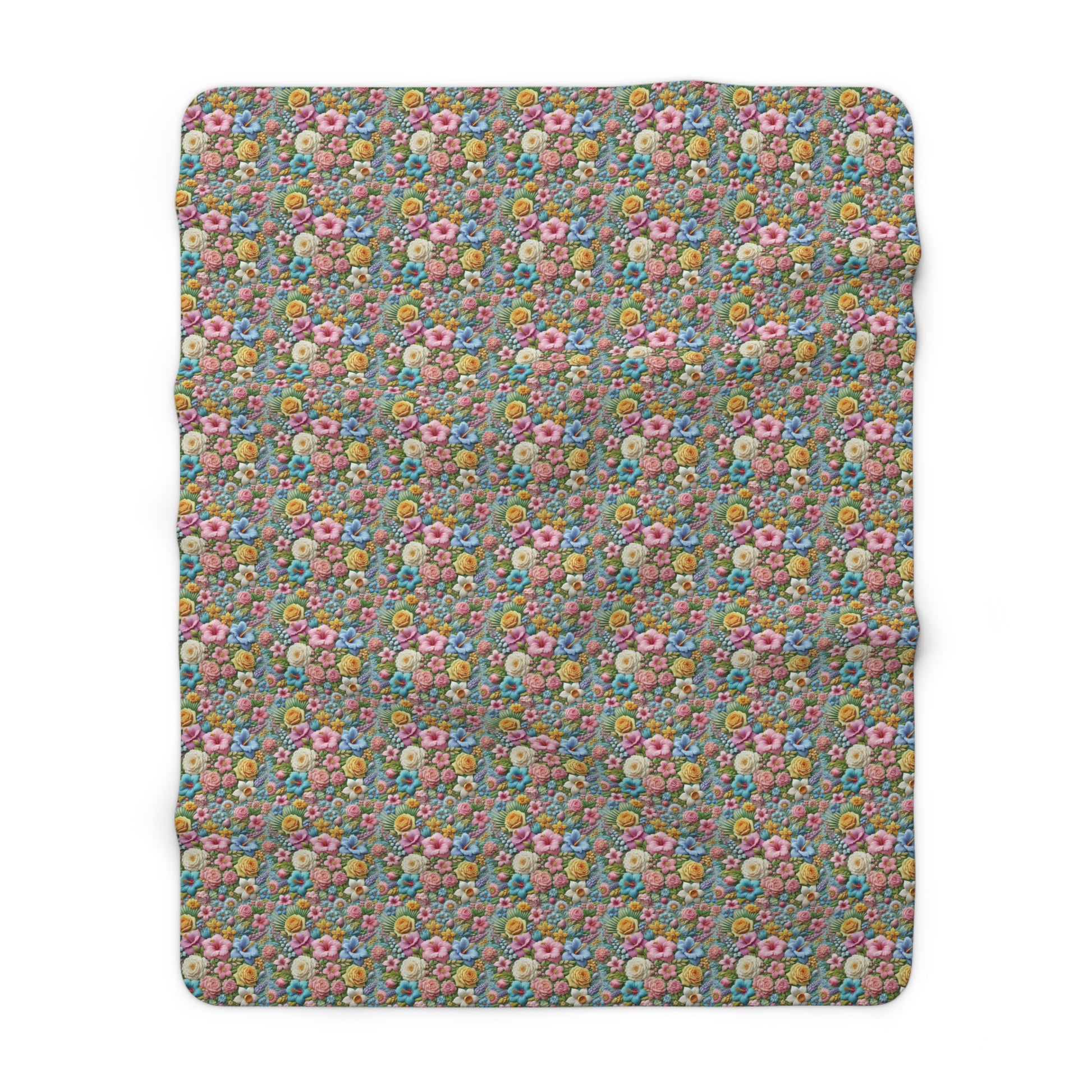 Pastel Floral Sherpa Blanket – Cozy and Elegant, Soft Fleece with Beautiful Flower Design, Perfect for Home Décor, Lounging, or as a Thoughtful Gift for her - MRSBYVALLE