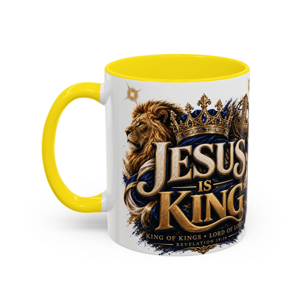 Jesus Is King Coffee Mug Christian Faith Accent Mug (11/15oz) Gift for Dad Mom