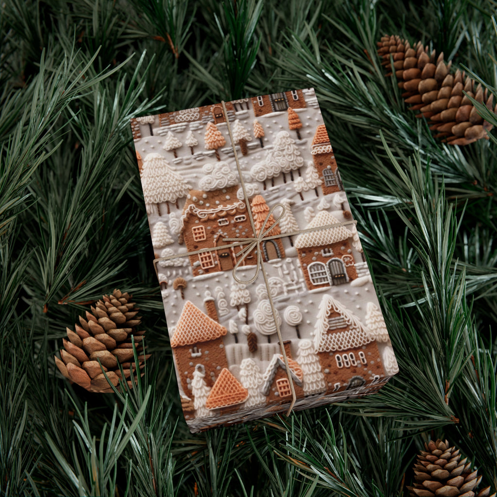 Charming Gingerbread House Wrapping Paper - Festive Holiday Design, Premium Quality, 100% Recyclable, Perfect for Christmas Gifts and Special Occasions - MRSBYVALLE