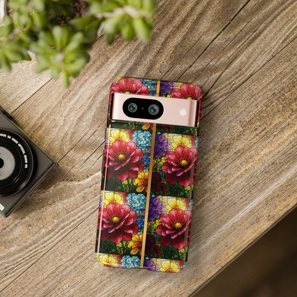 Stained Glass Illusion Floral Phone Case  3D Colorful Flower Design, Protective Christian Gift, Fits iPhone, Samsung, Google Pixel