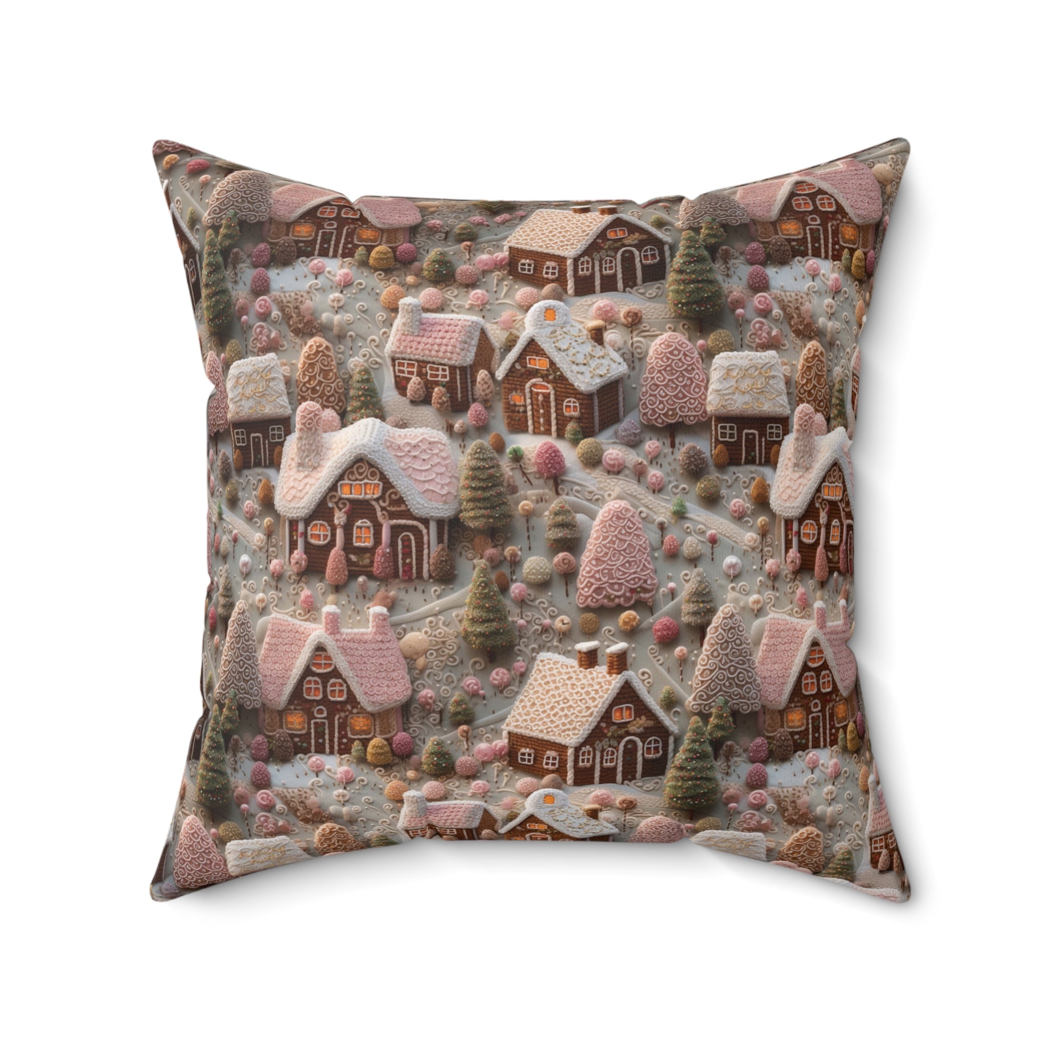 Gingerbread House Square Pillow Elegant Holiday Decor Perfect for all Seasonal Decorations Perfect Accent for Living Rooms, Bedrooms, Soft, Durable, Pillow Gift New House, Bridal Shower Gift - MRSBYVALLE